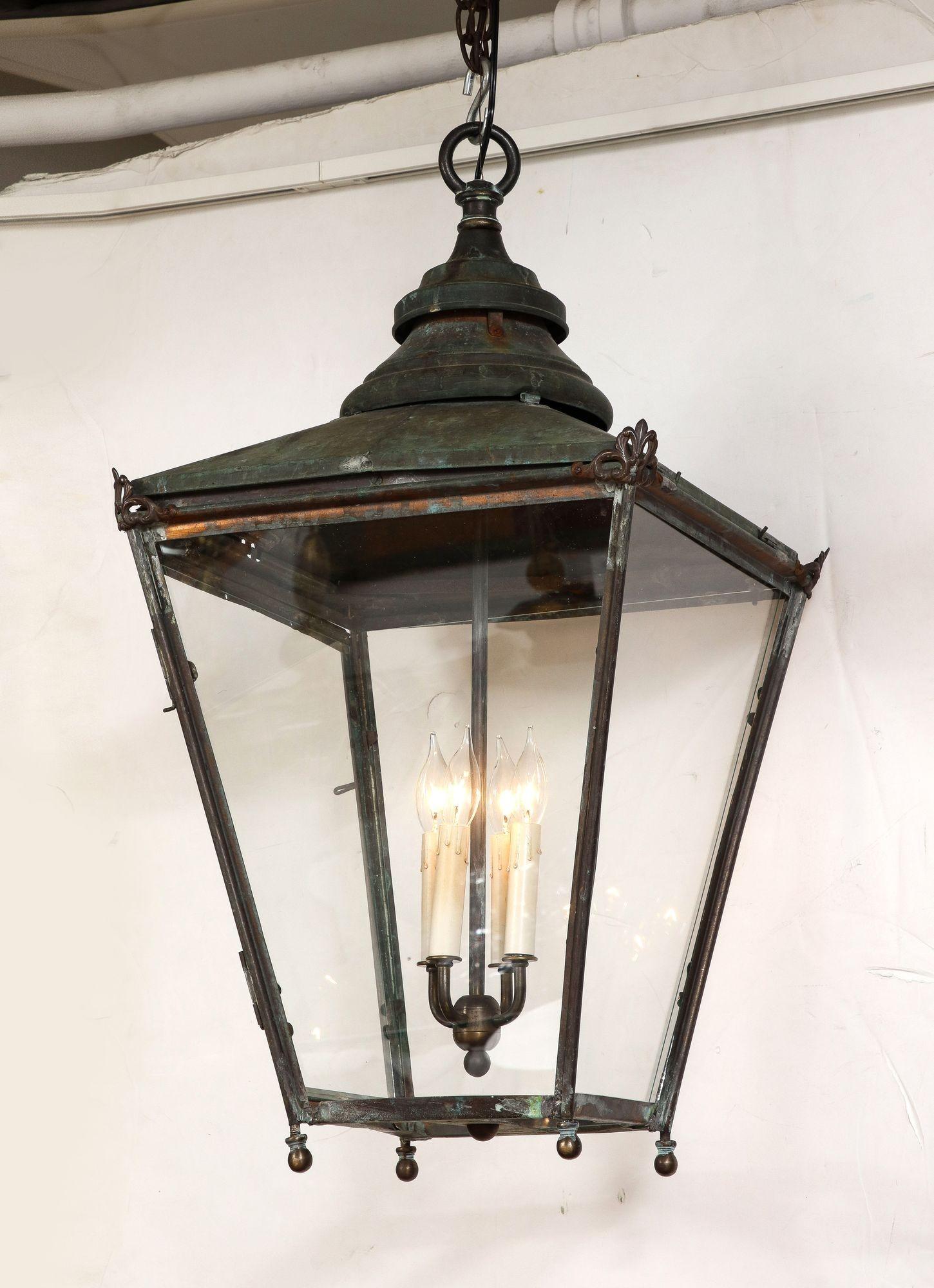 English Copper Hanging Hall Lantern 7