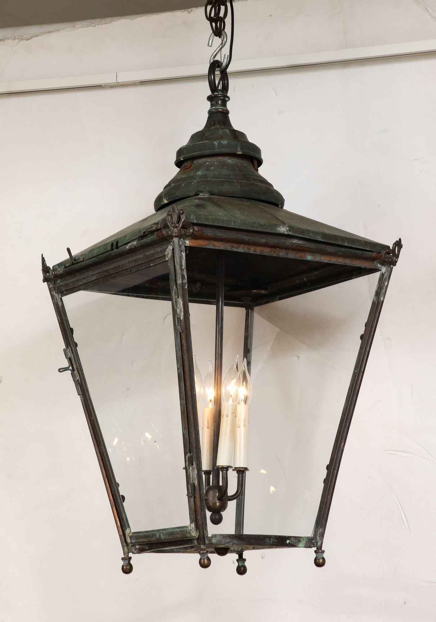 English Copper Hanging Hall Lantern 1