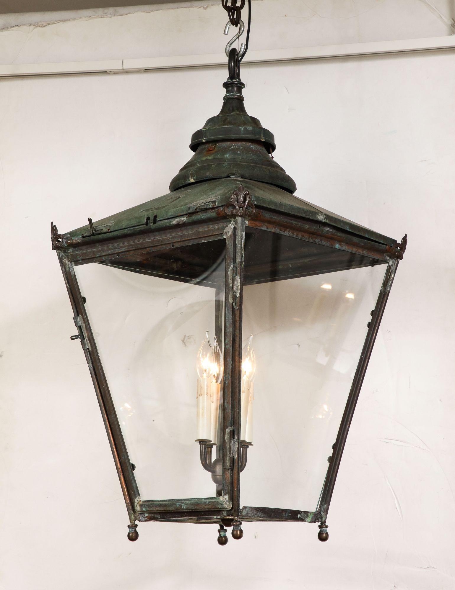 English Copper Hanging Hall Lantern 2