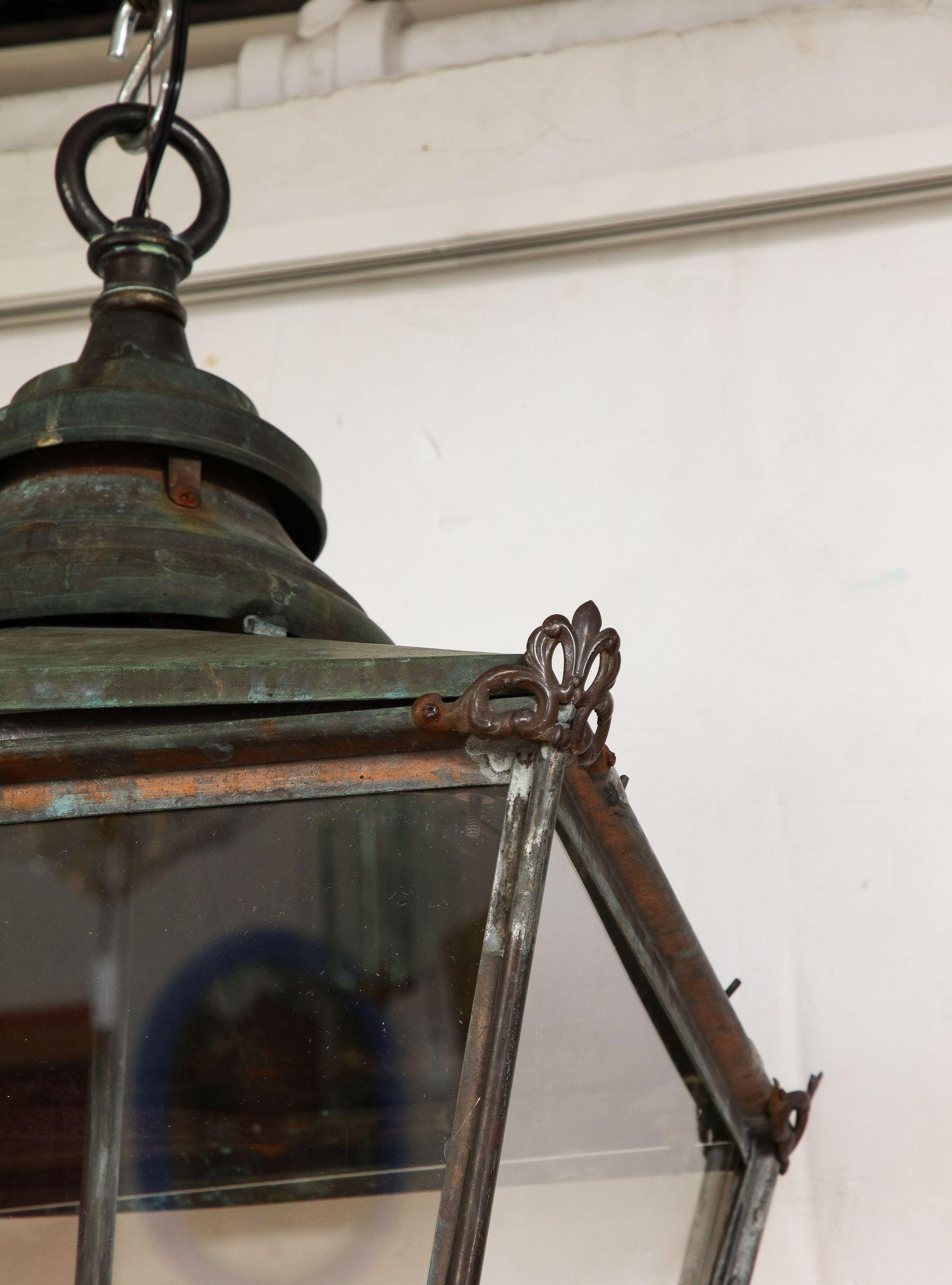 English Copper Hanging Hall Lantern 3