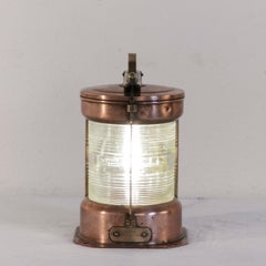 English Copper Marine Lantern with Engraved Brass Masthead Label, Electrified