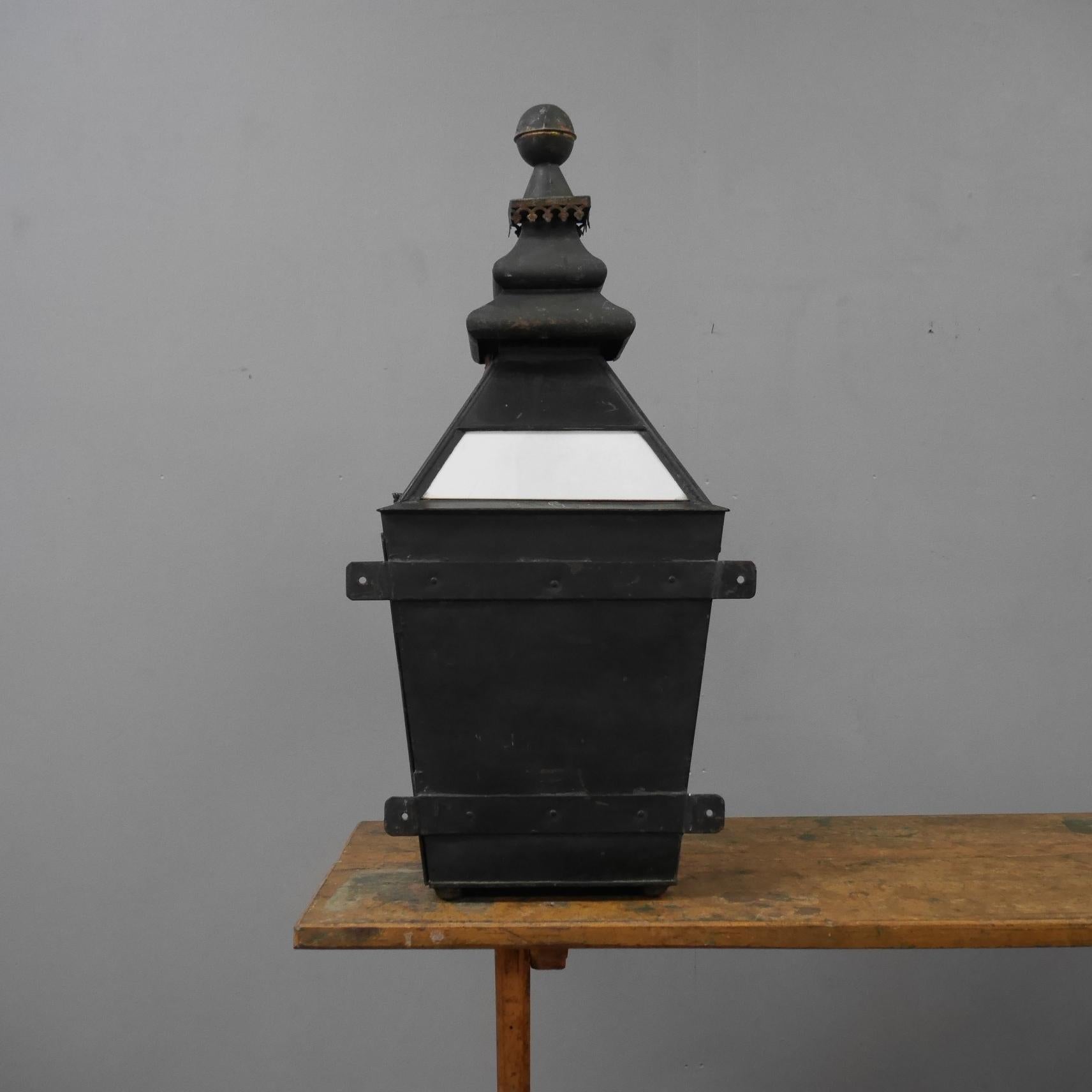 English Copper & Opaline Glass Railway Station Lantern ~ NOS For Sale 4