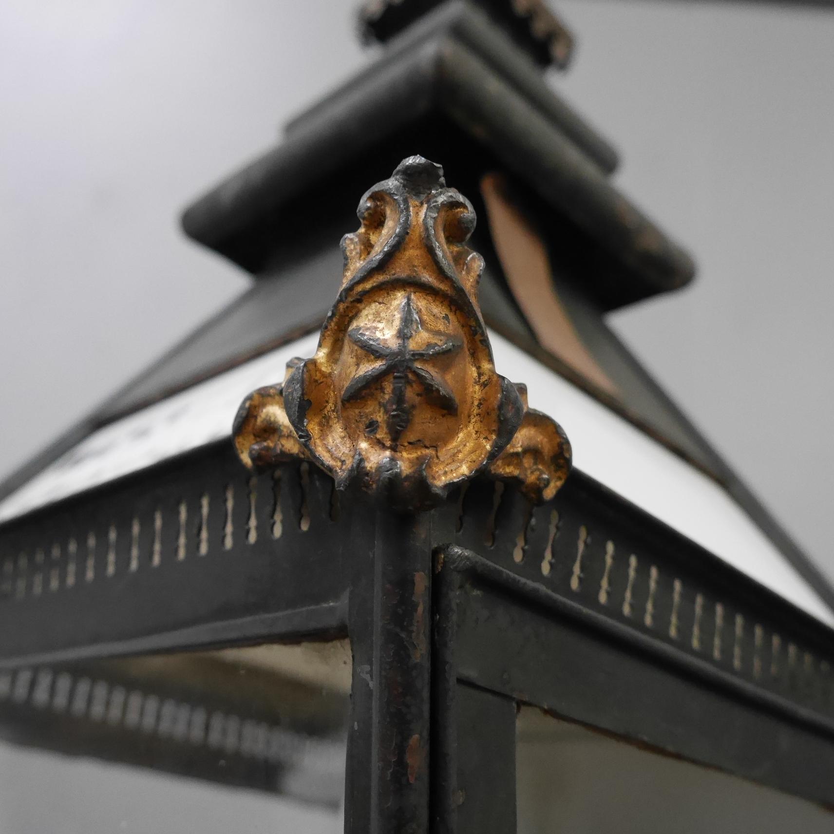 Victorian English Copper & Opaline Glass Railway Station Lantern ~ NOS For Sale