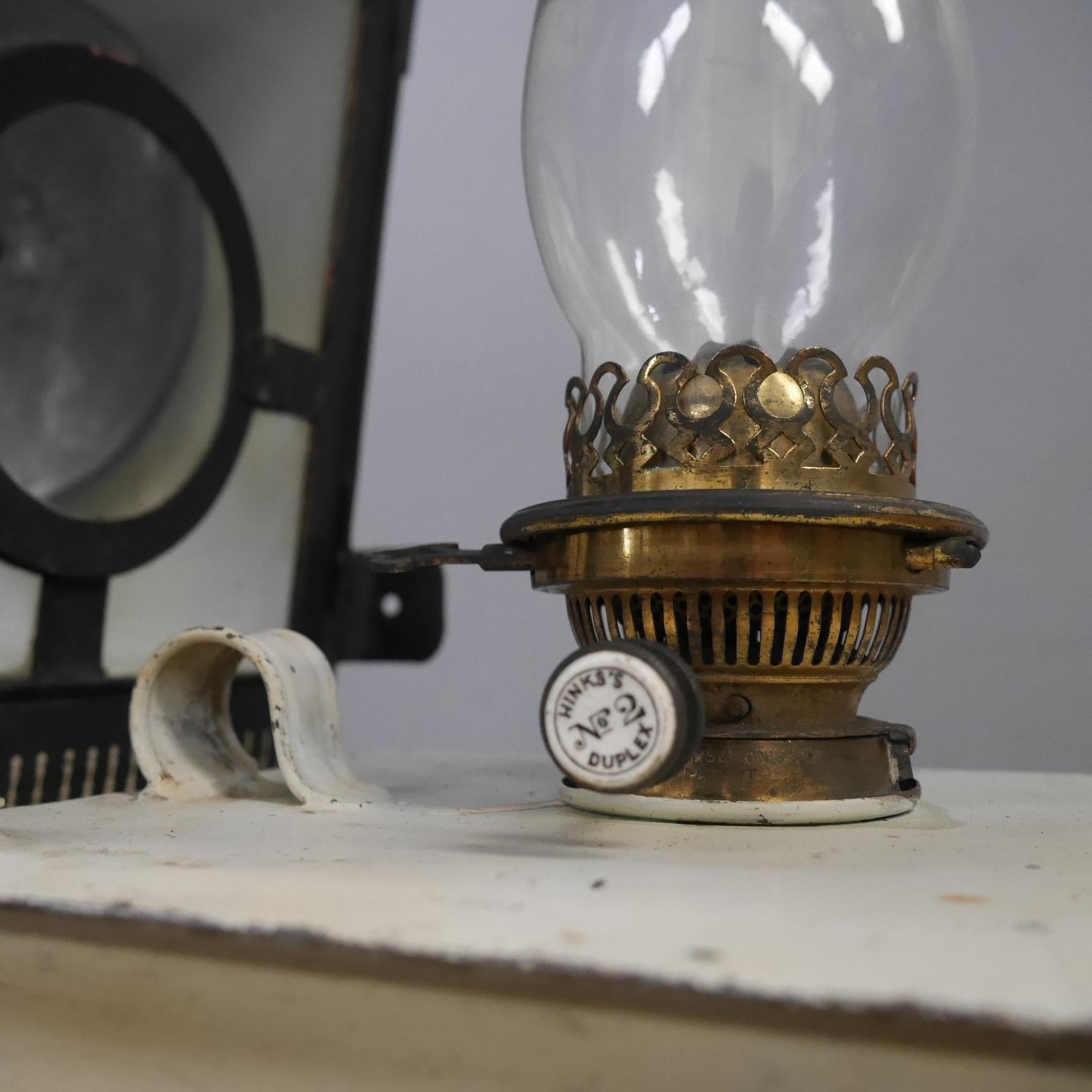 20th Century English Copper & Opaline Glass Railway Station Lantern ~ NOS For Sale