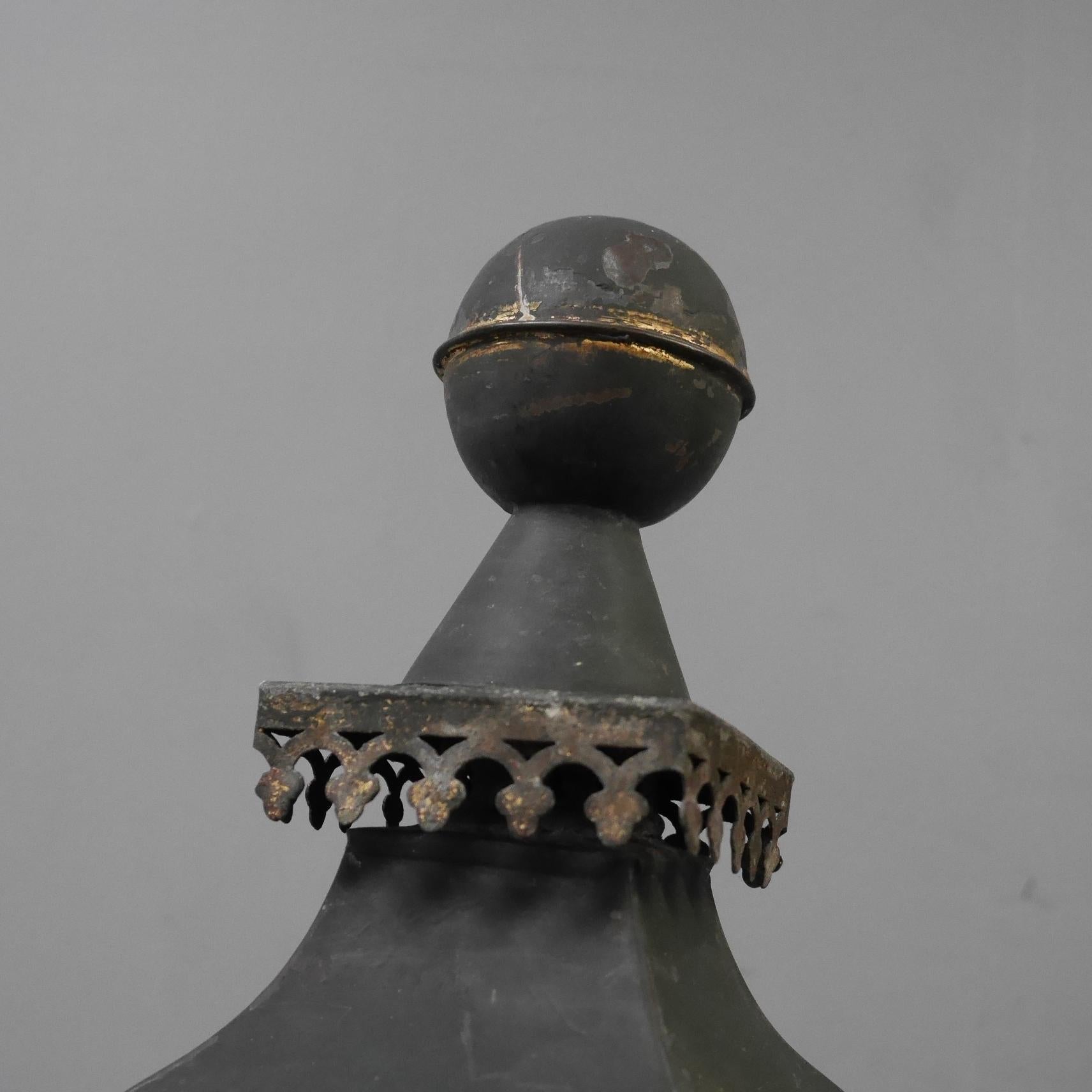 English Copper & Opaline Glass Railway Station Lantern ~ NOS For Sale 1