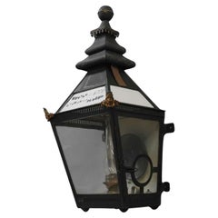 Vintage English Copper & Opaline Glass Railway Station Lantern ~ NOS