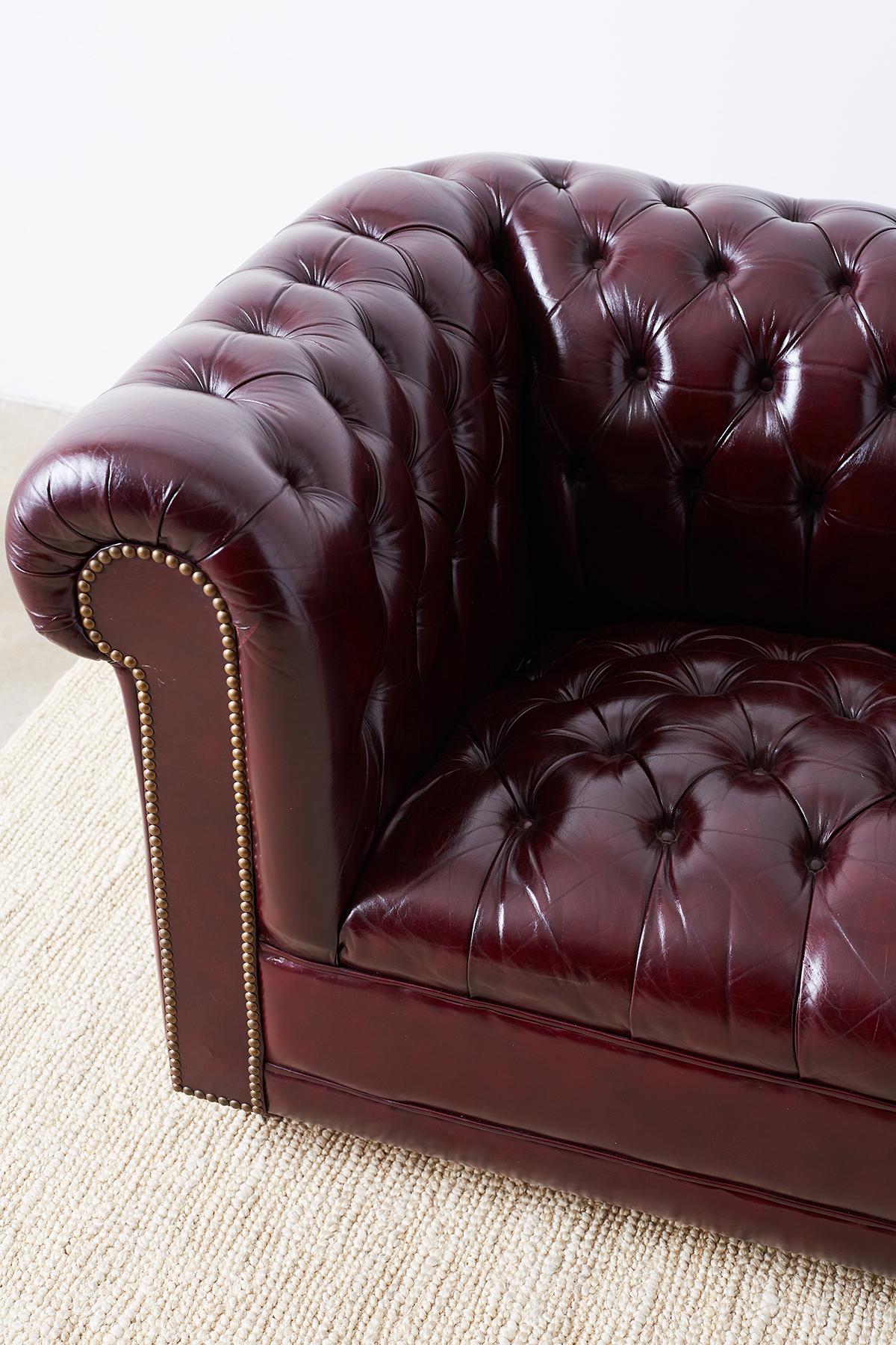 English Cordovan Tufted Leather Chesterfield Sofa at 1stDibs | cordovan ...