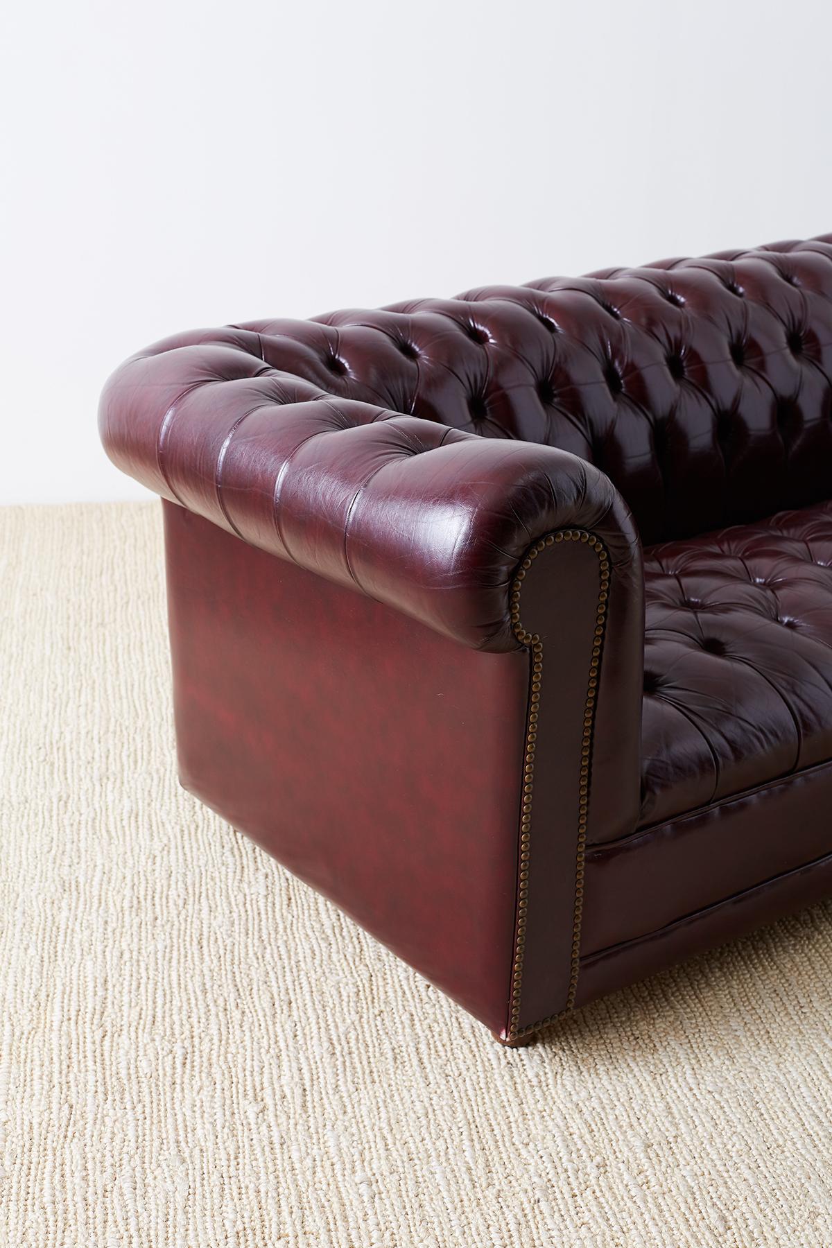 English Cordovan Tufted Leather Chesterfield Sofa at 1stDibs | cordovan ...