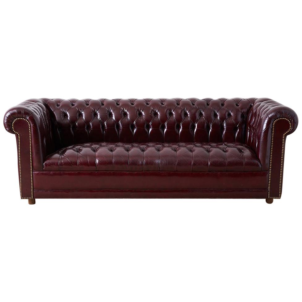 English Cordovan Tufted Leather Chesterfield Sofa at 1stDibs | cordovan ...