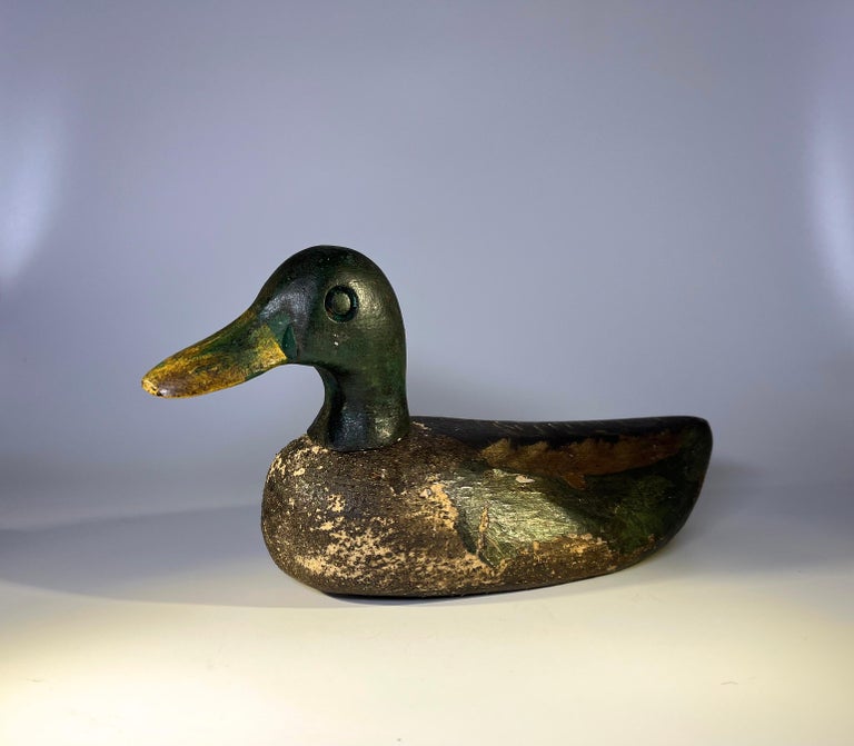 English Cork Antique Mallard Decoy, Excellent Original Paint Early 20th