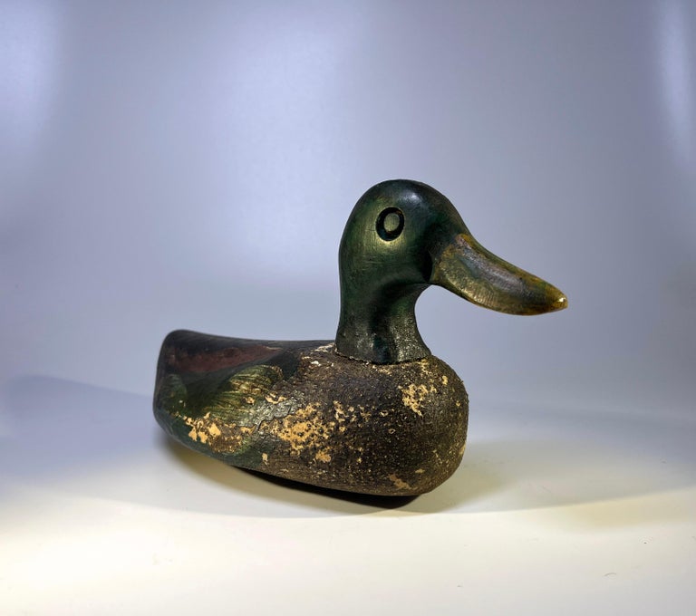 English Cork Antique Mallard Decoy, Excellent Original Paint Early 20th