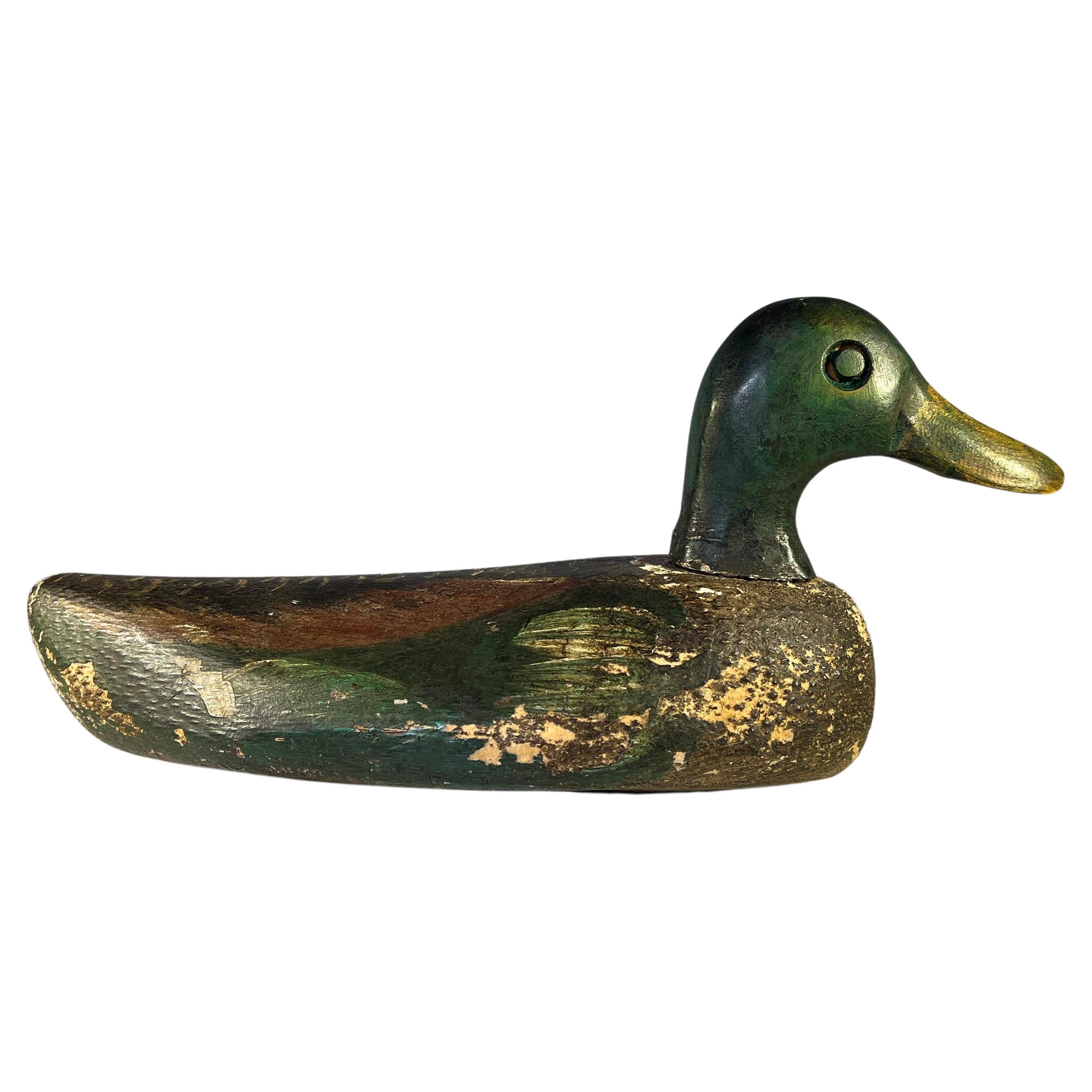 Englische antike Mallard-Decoy-Ente aus Kork, Originalfarbe, frühes 20. Jahrhundert