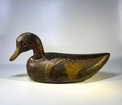 English Cork Waterfowl Decoy Duck, Hand Painted Antique, Early 20th Century