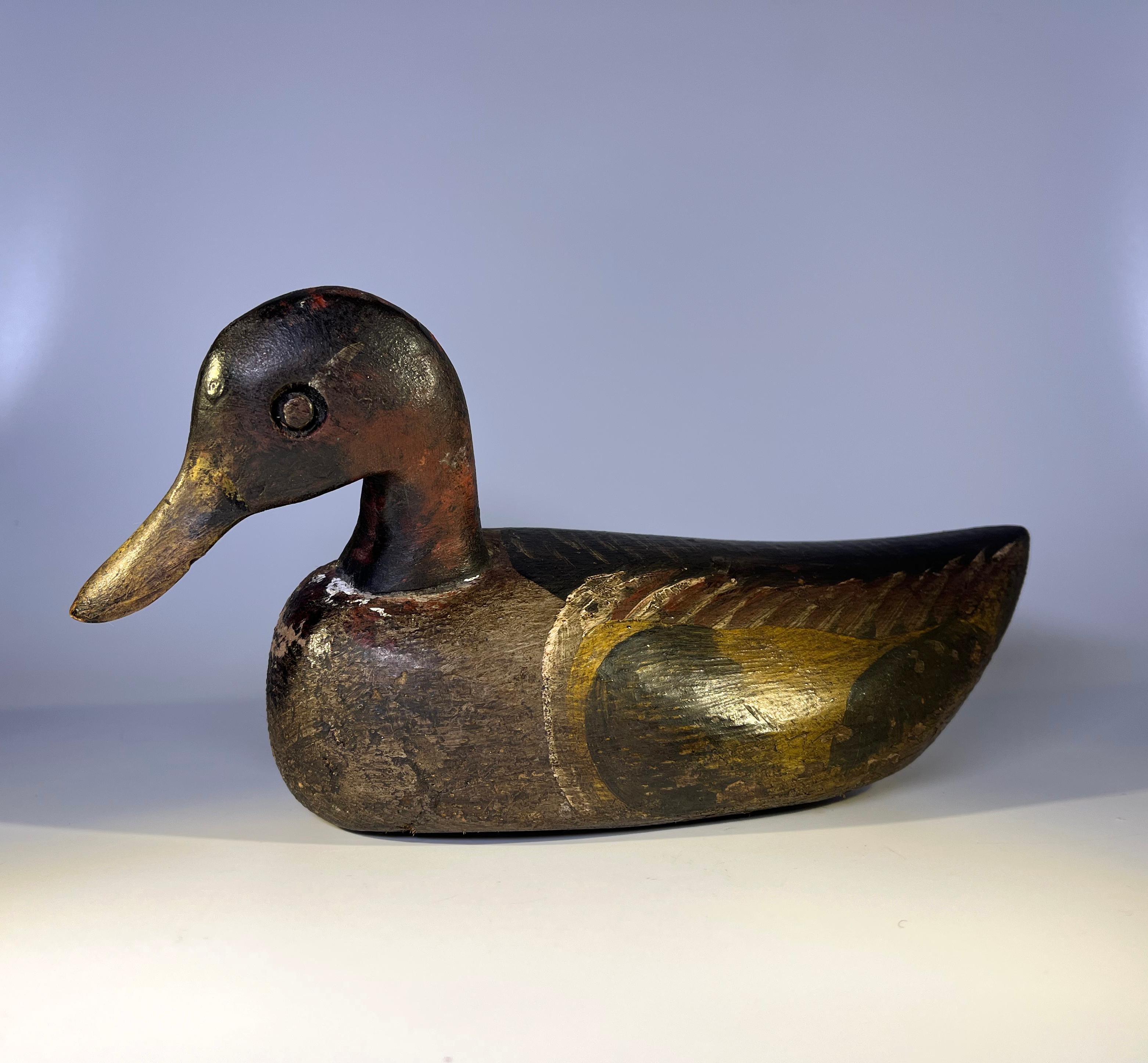 Early Victorian English Cork Waterfowl Decoy Duck, Hand Painted Antique, Early 20th Century For Sale