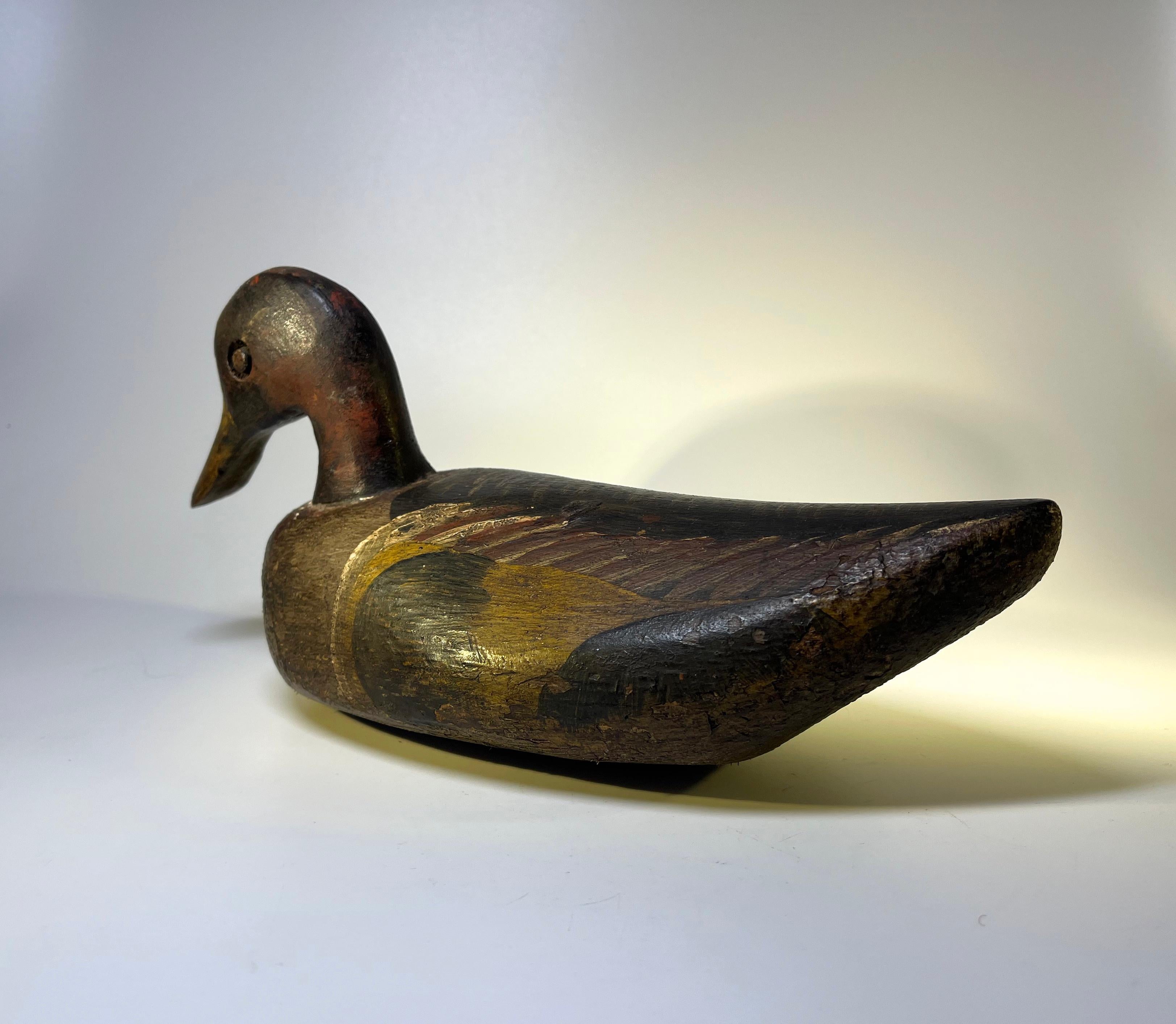 Hand-Carved English Cork Waterfowl Decoy, Hand Crafted Painted Antique, Early 20th Century For Sale