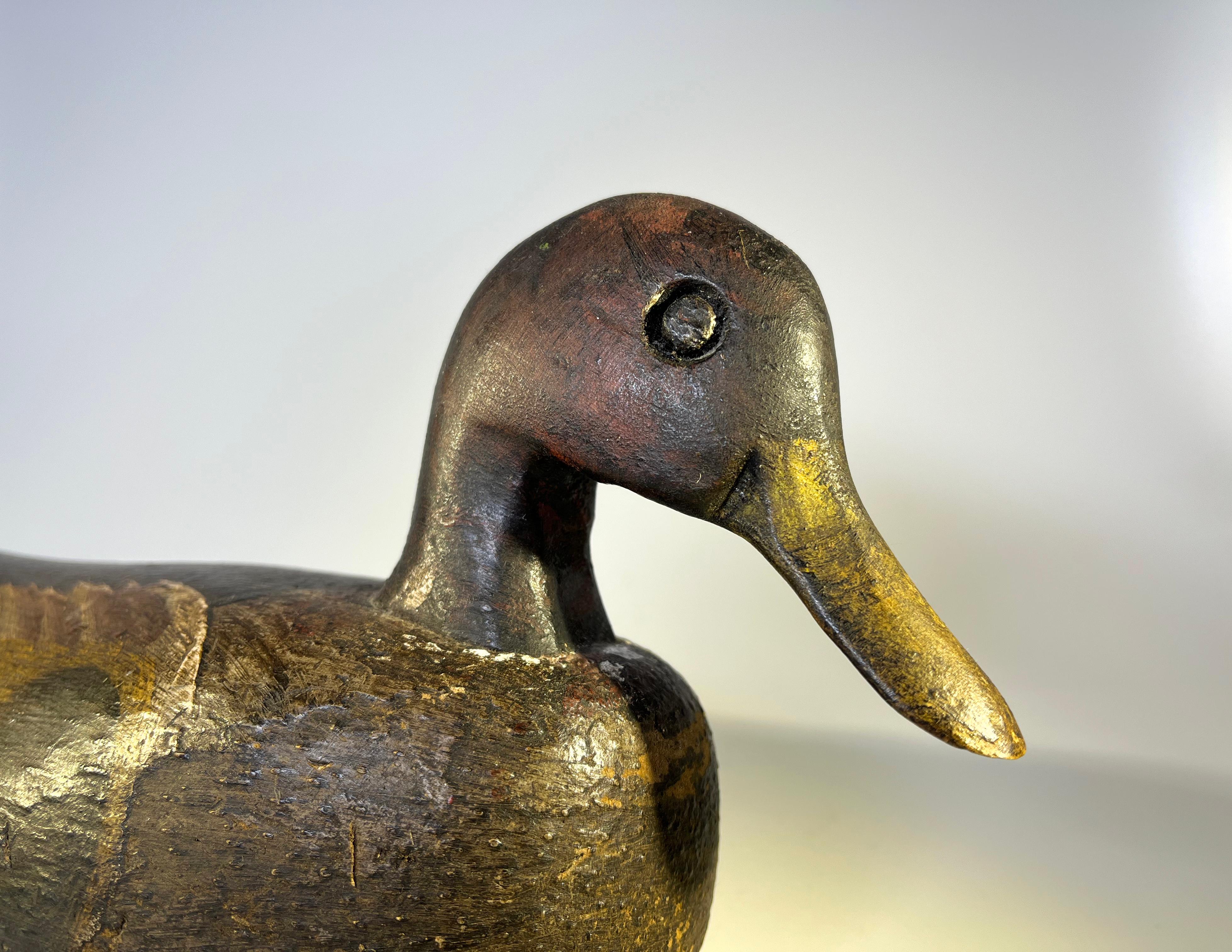 English Cork Waterfowl Decoy Duck, Hand Painted Antique, Early 20th Century In Good Condition For Sale In Rothley, Leicestershire