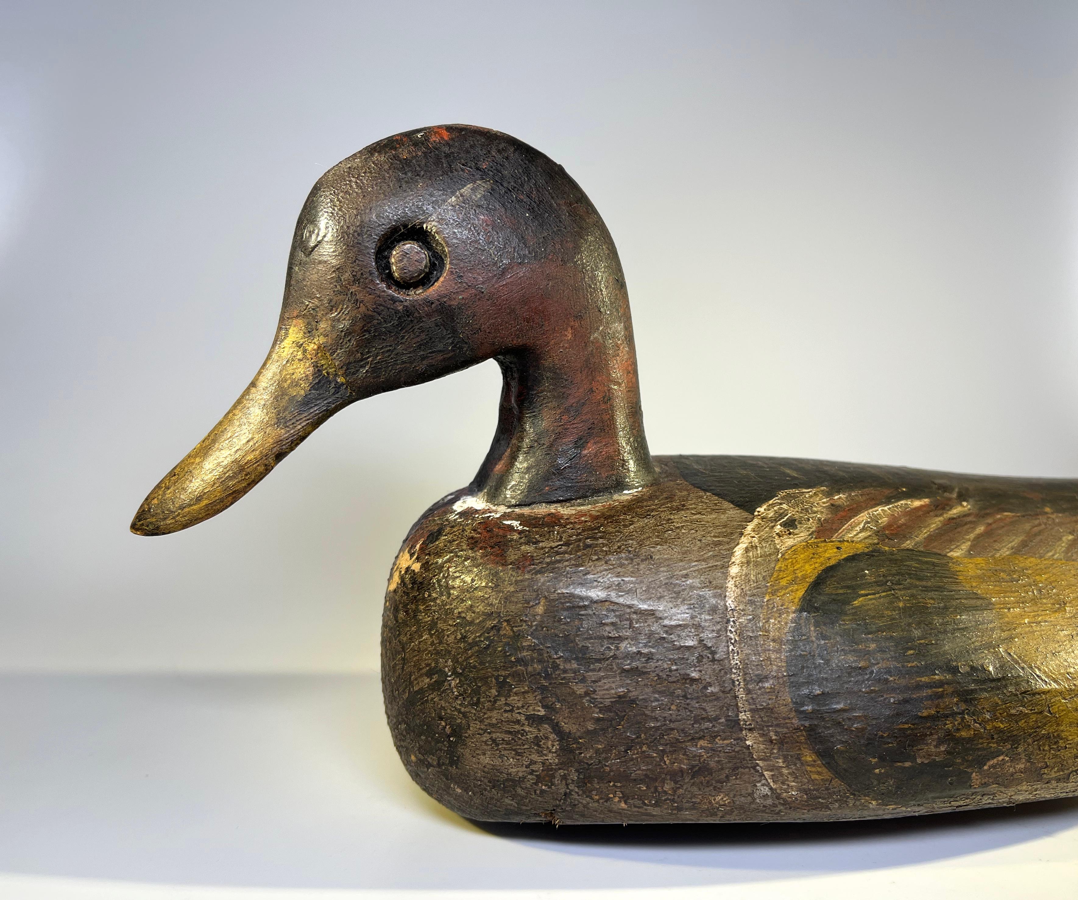 English Cork Waterfowl Decoy, Hand Crafted Painted Antique, Early 20th Century For Sale 1