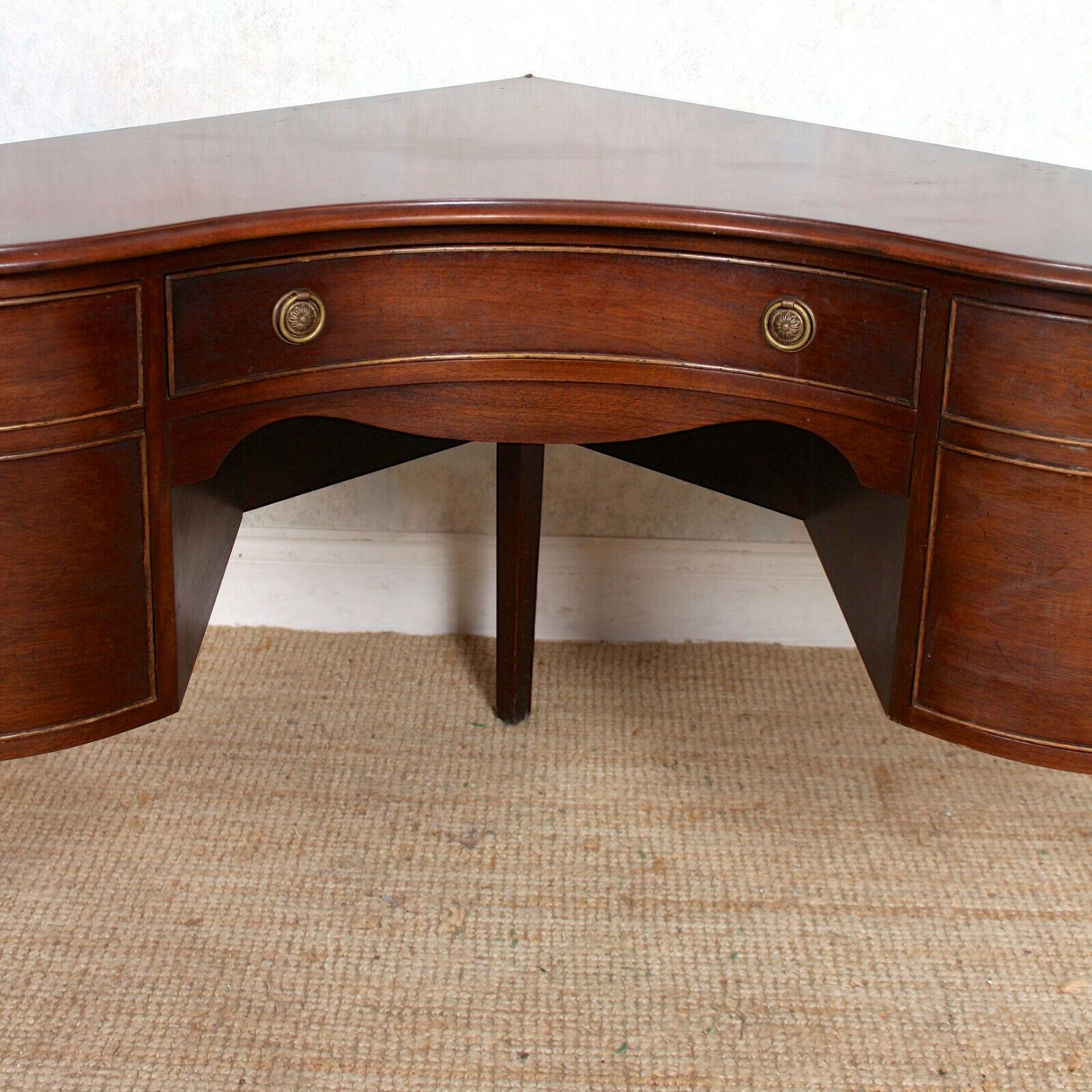 20th Century English Corner Desk Writing Table Bevan Funnell Mahogany Antique Vintage For Sale
