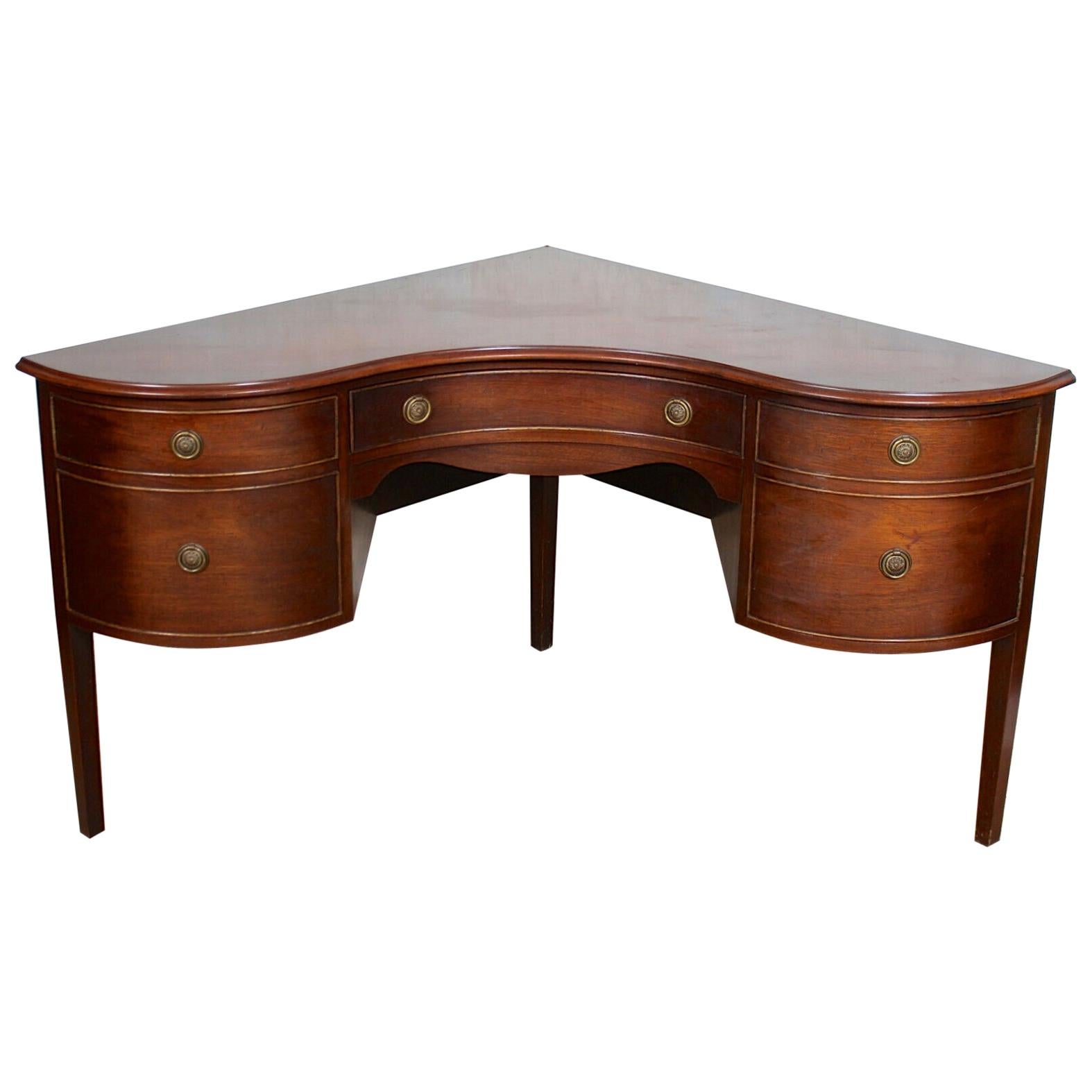 English Corner Desk Writing Table Bevan Funnell Mahogany Antique Vintage For Sale