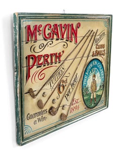 English Country (20th Century) painted and carved wall plaque of golf sign.