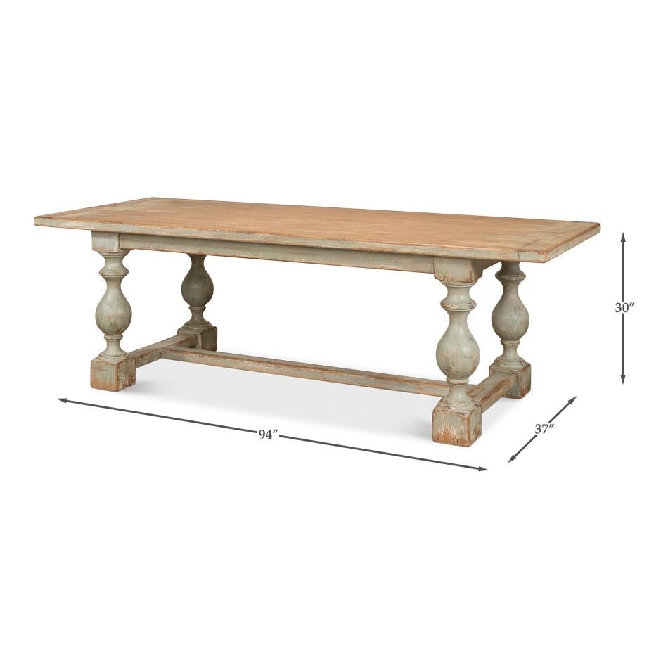 English Country Antique Sage Dining Table For Sale 5