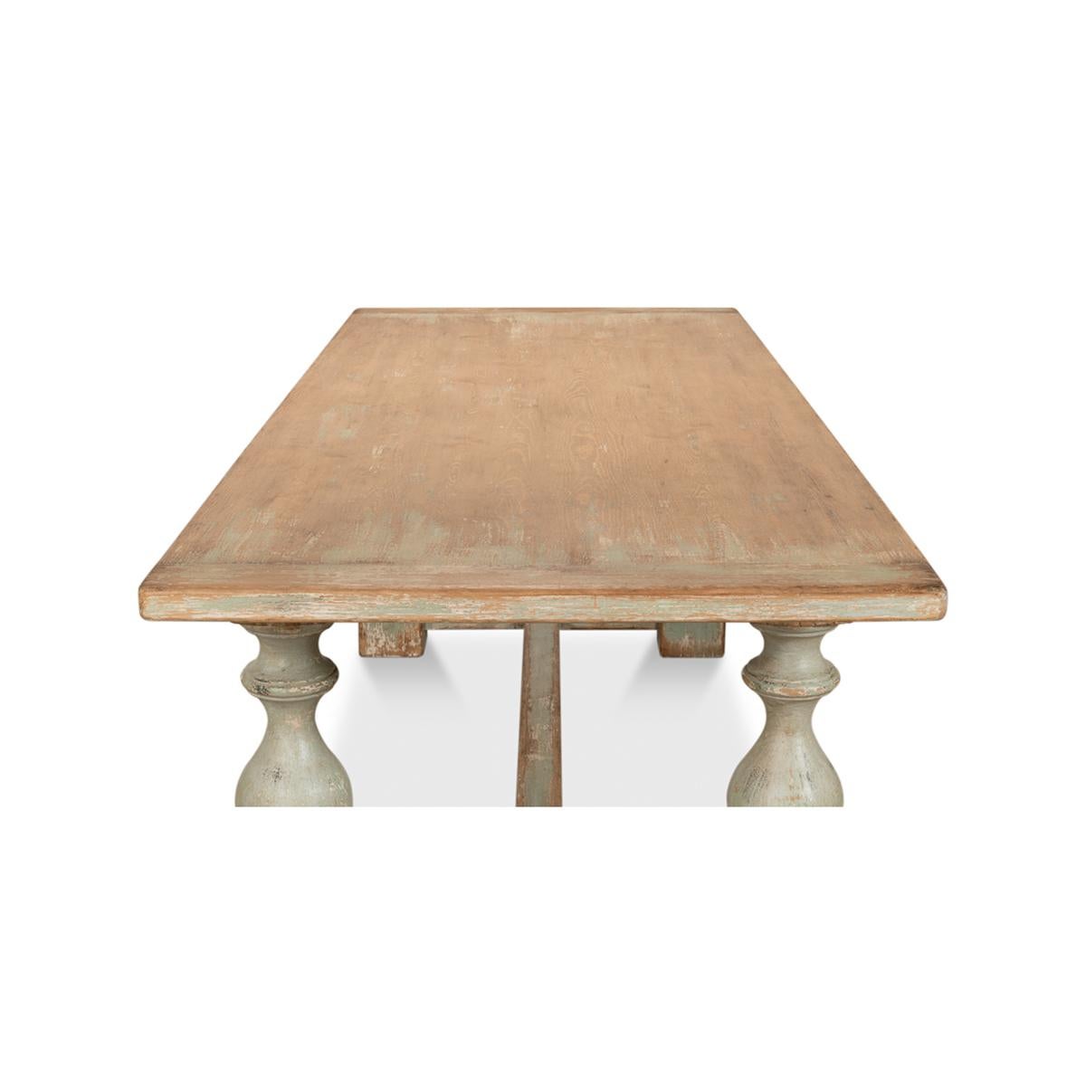 English Country Antique Sage Dining Table For Sale 1