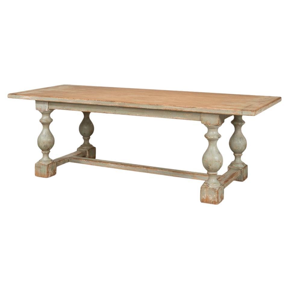 English Country Antique Sage Dining Table For Sale