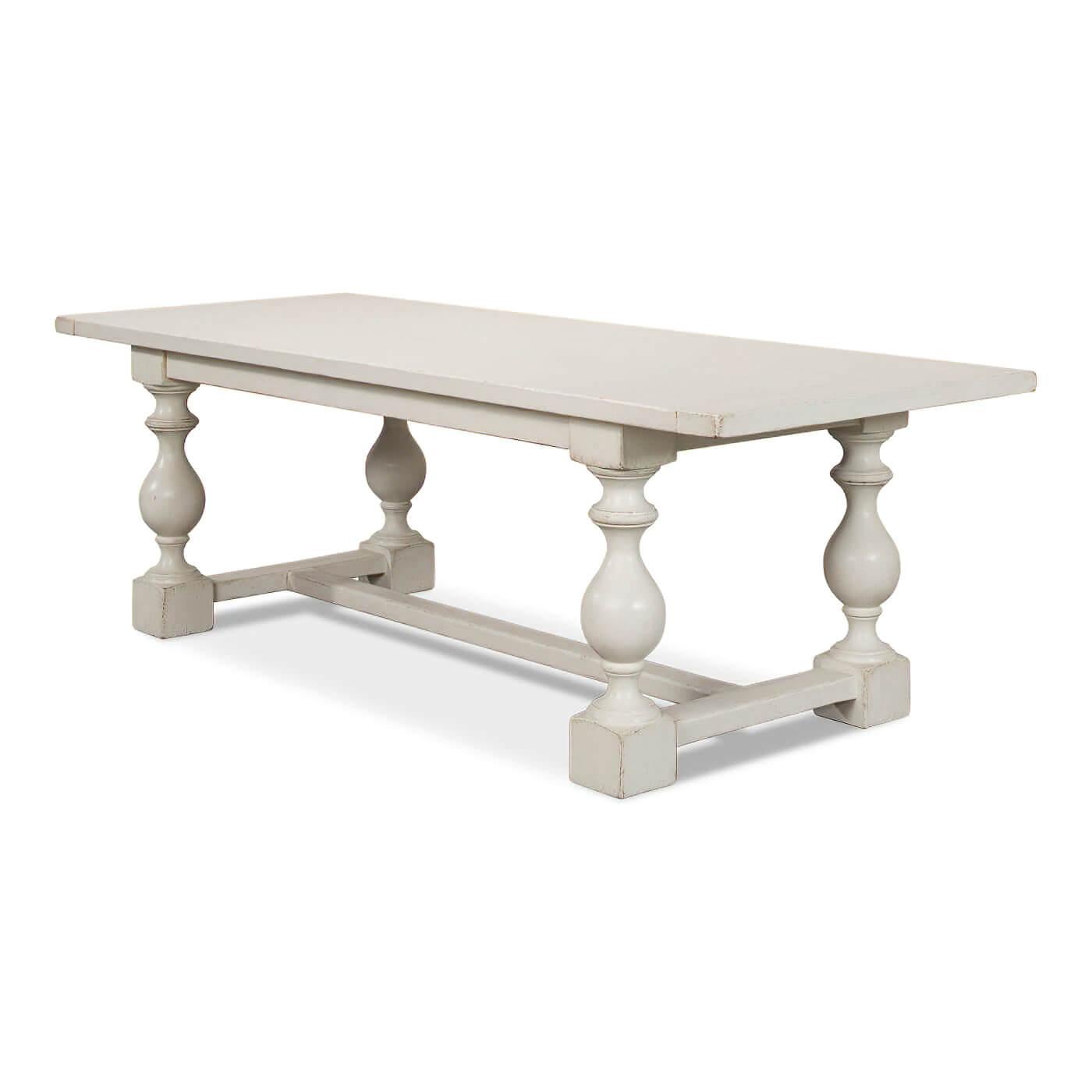 English Country Antique White Dining Table For Sale 4