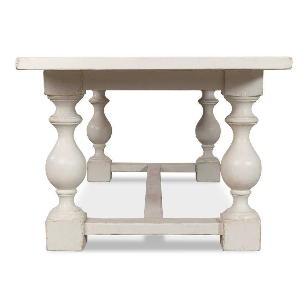 English Country Antique White Dining Table In New Condition For Sale In Westwood, NJ
