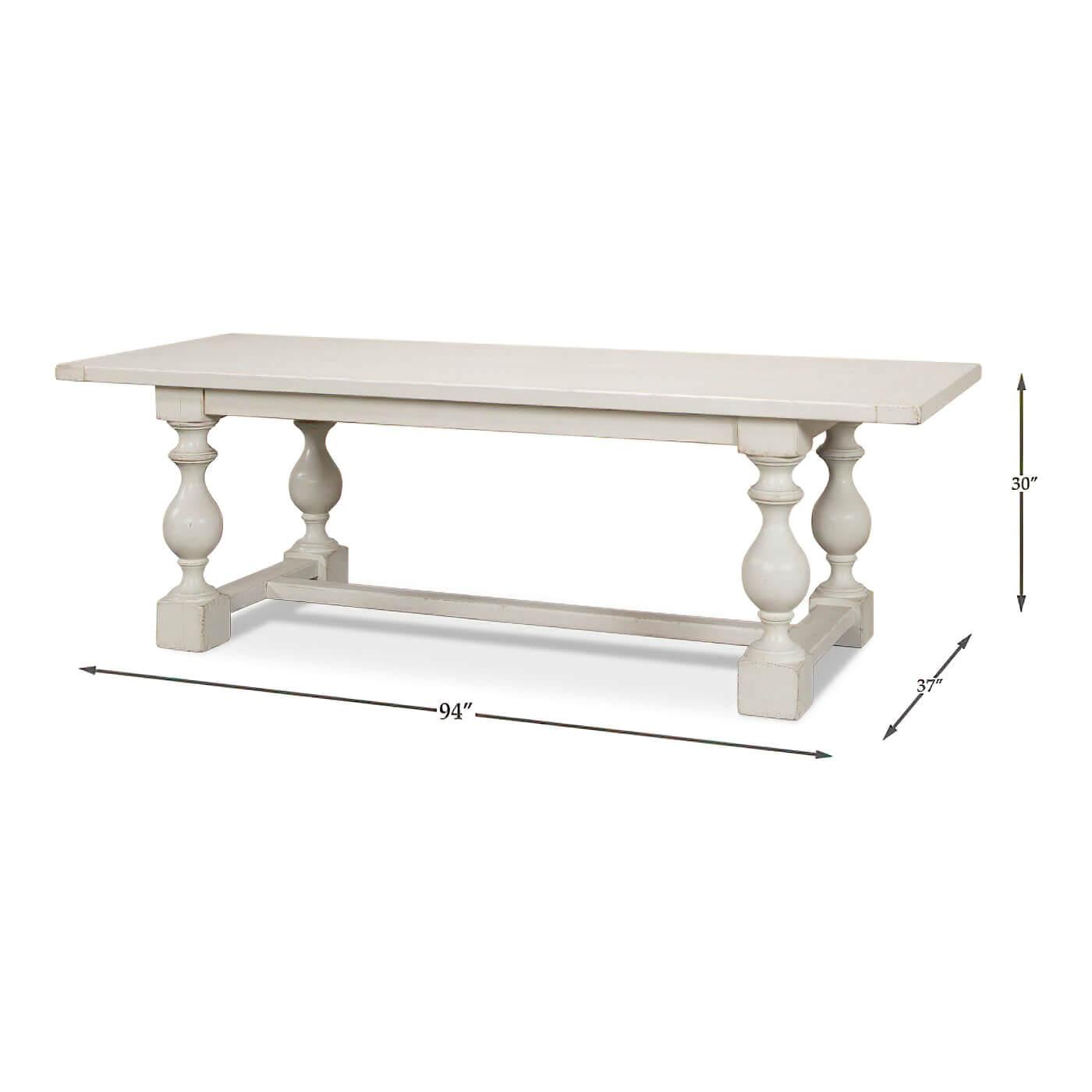English Country Antique White Dining Table For Sale 2