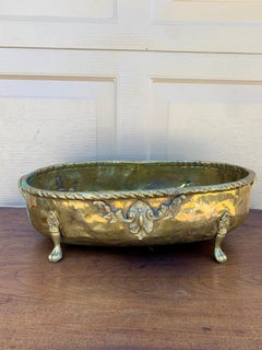 English Country Brass Cachepot or Planter with Paw Feet