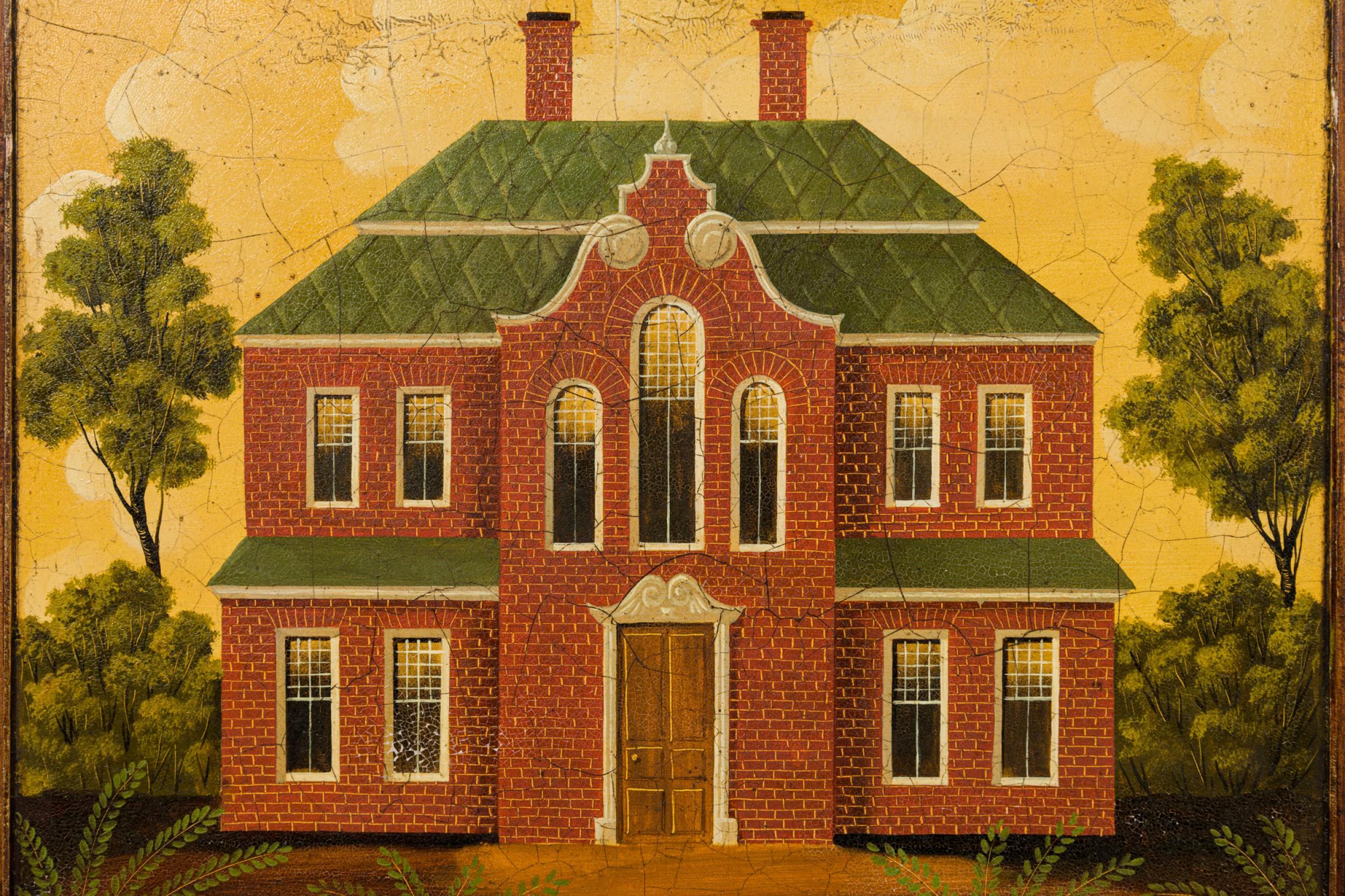 Britannique Maison en briques du pays anglais Peinture acrylique en vente