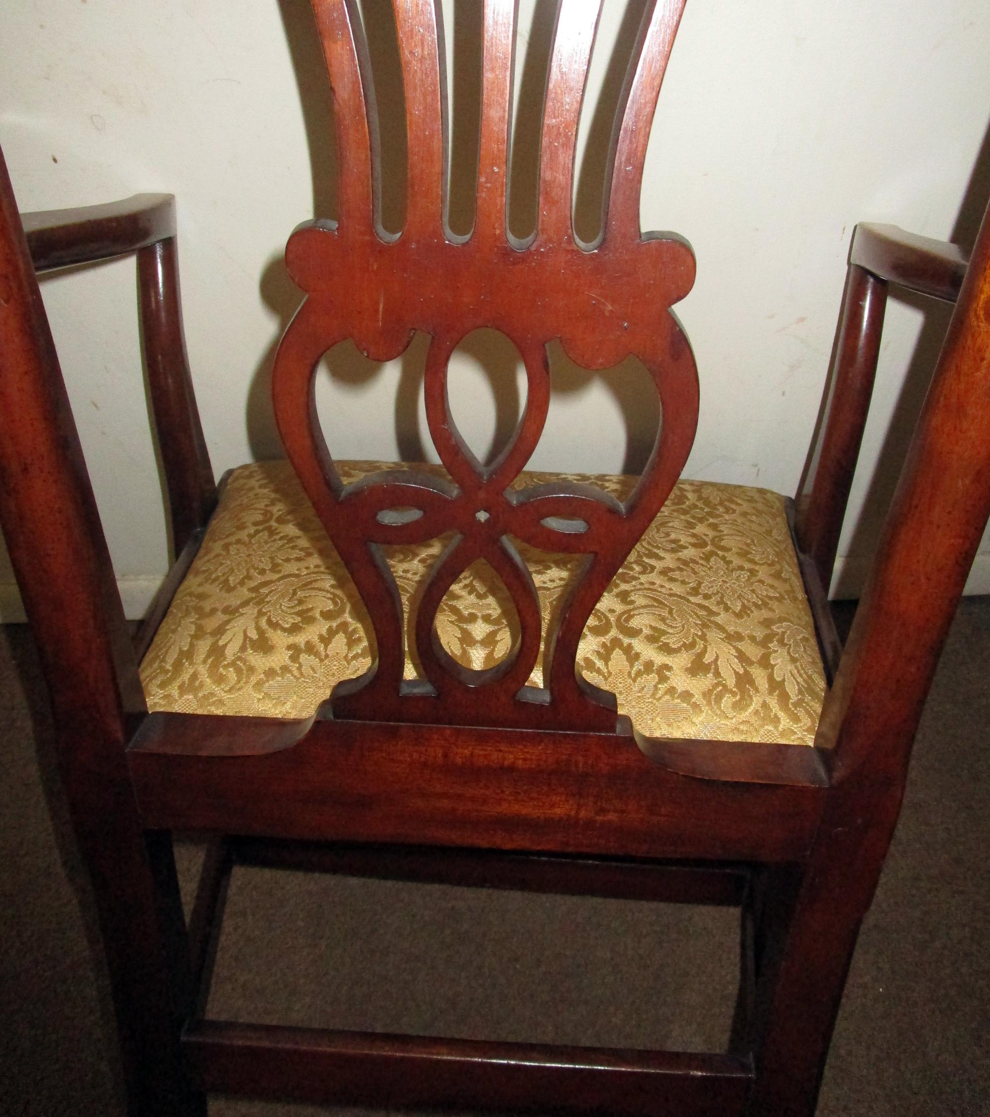 English Country Chippendale Style Mahogany Dining Chairs Set of Eight 4
