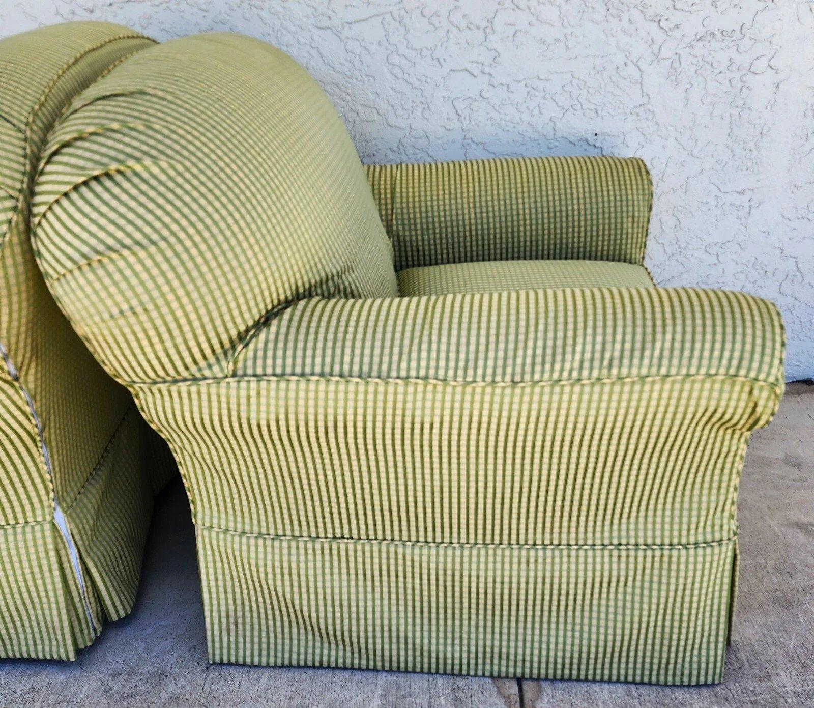 English Country Cottage Armchairs Slipcovered by Lee Industries Pair For Sale 5