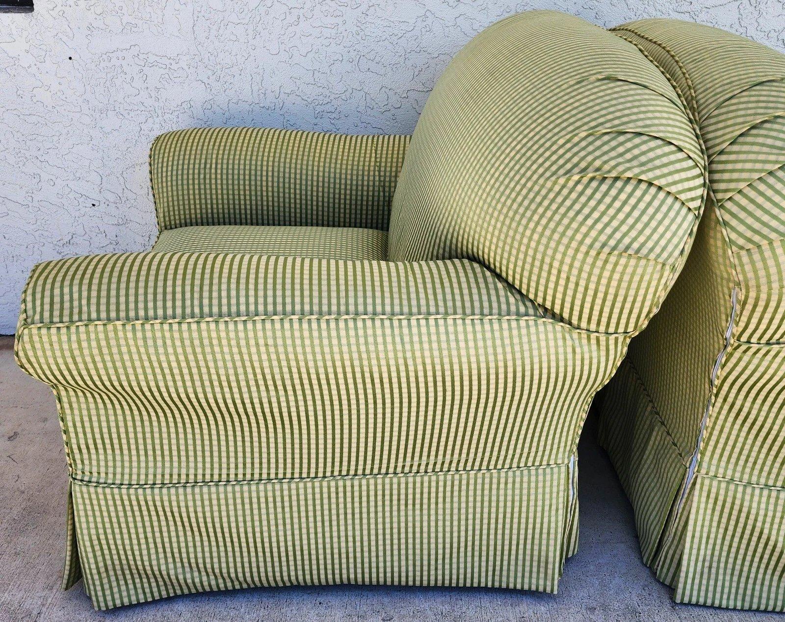 English Country Cottage Armchairs Slipcovered by Lee Industries Pair For Sale 6