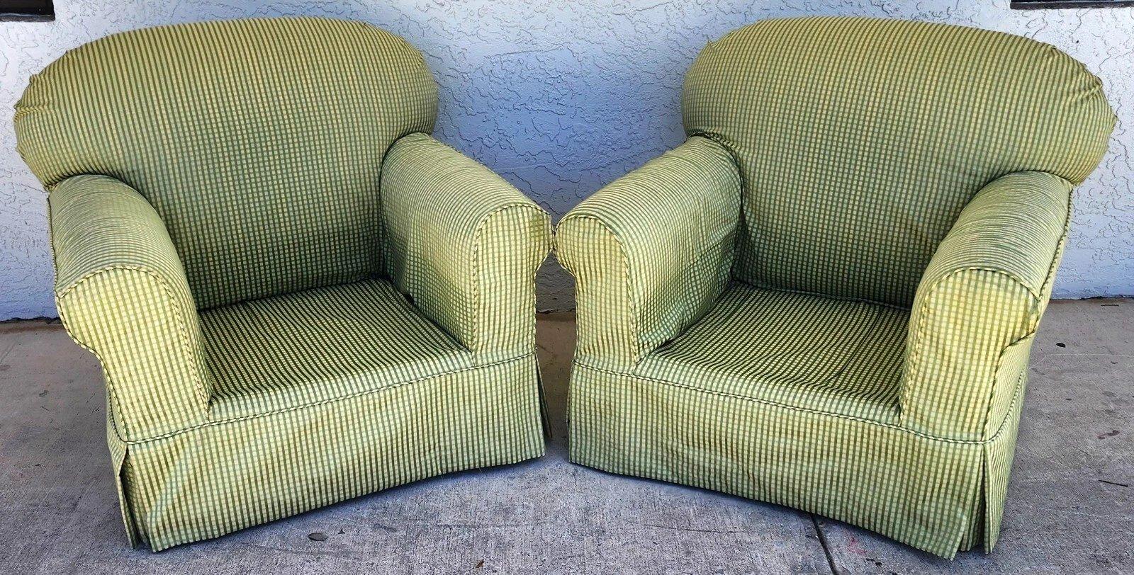 English Country Cottage Armchairs Slipcovered by Lee Industries Pair For Sale 7
