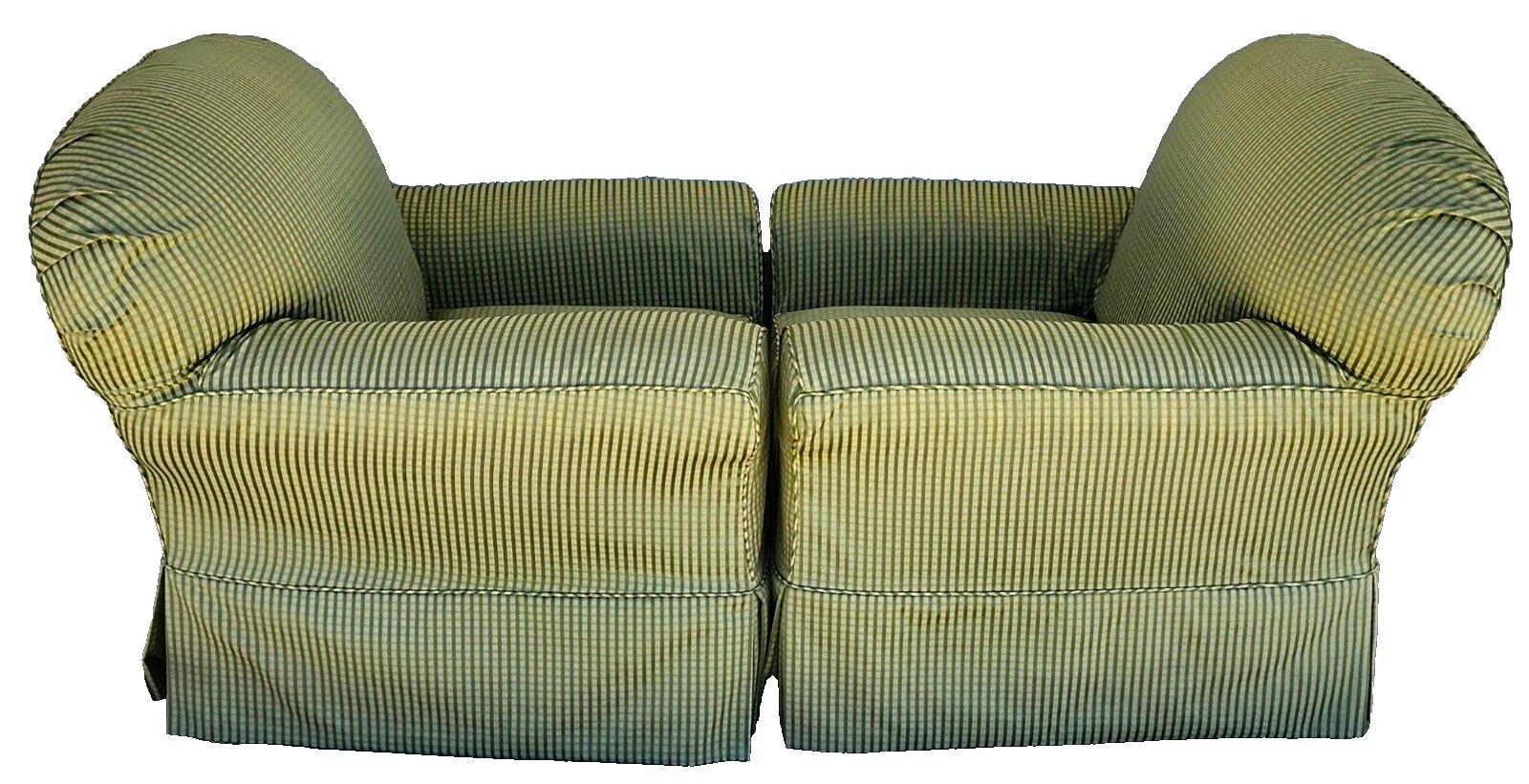 Late 20th Century English Country Cottage Armchairs Slipcovered by Lee Industries Pair For Sale