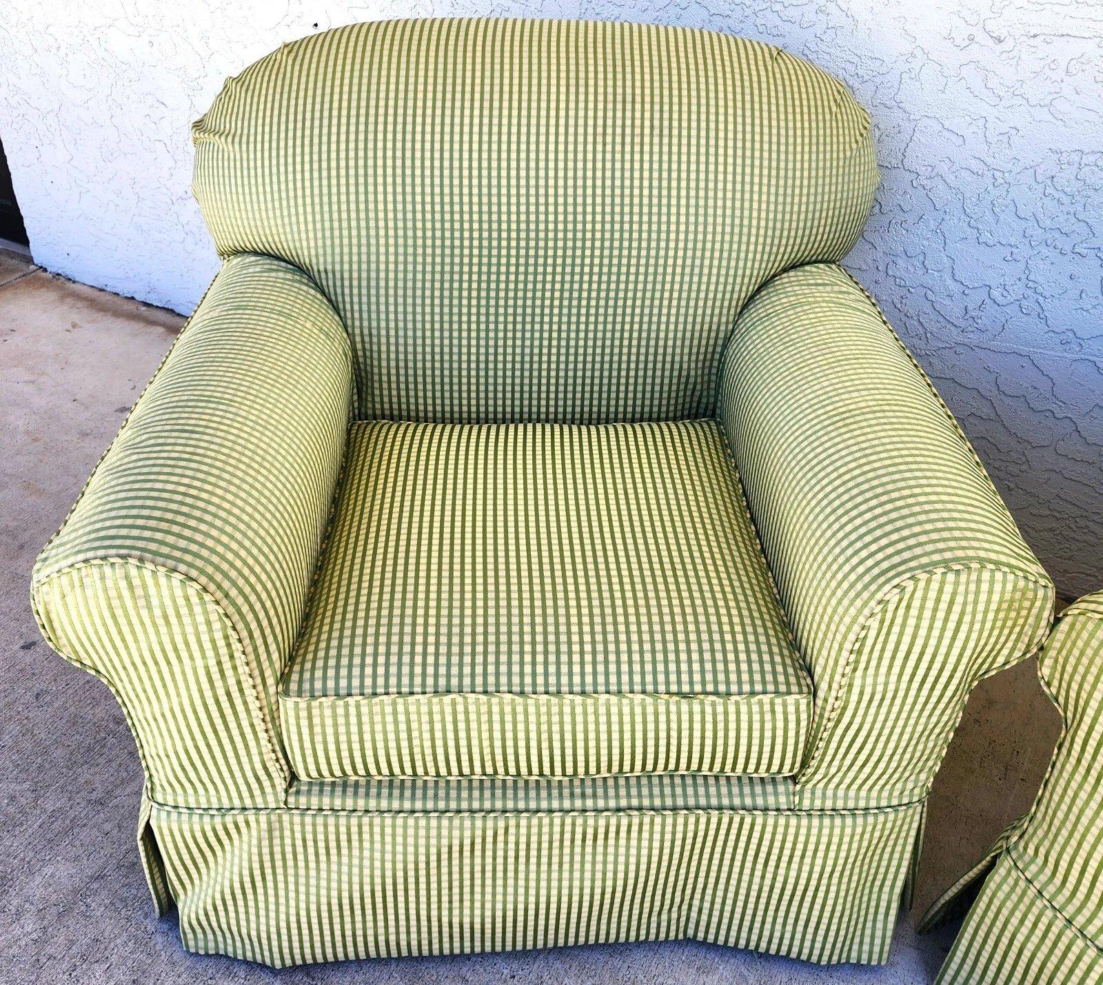 English Country Cottage Armchairs Slipcovered by Lee Industries Pair For Sale 1