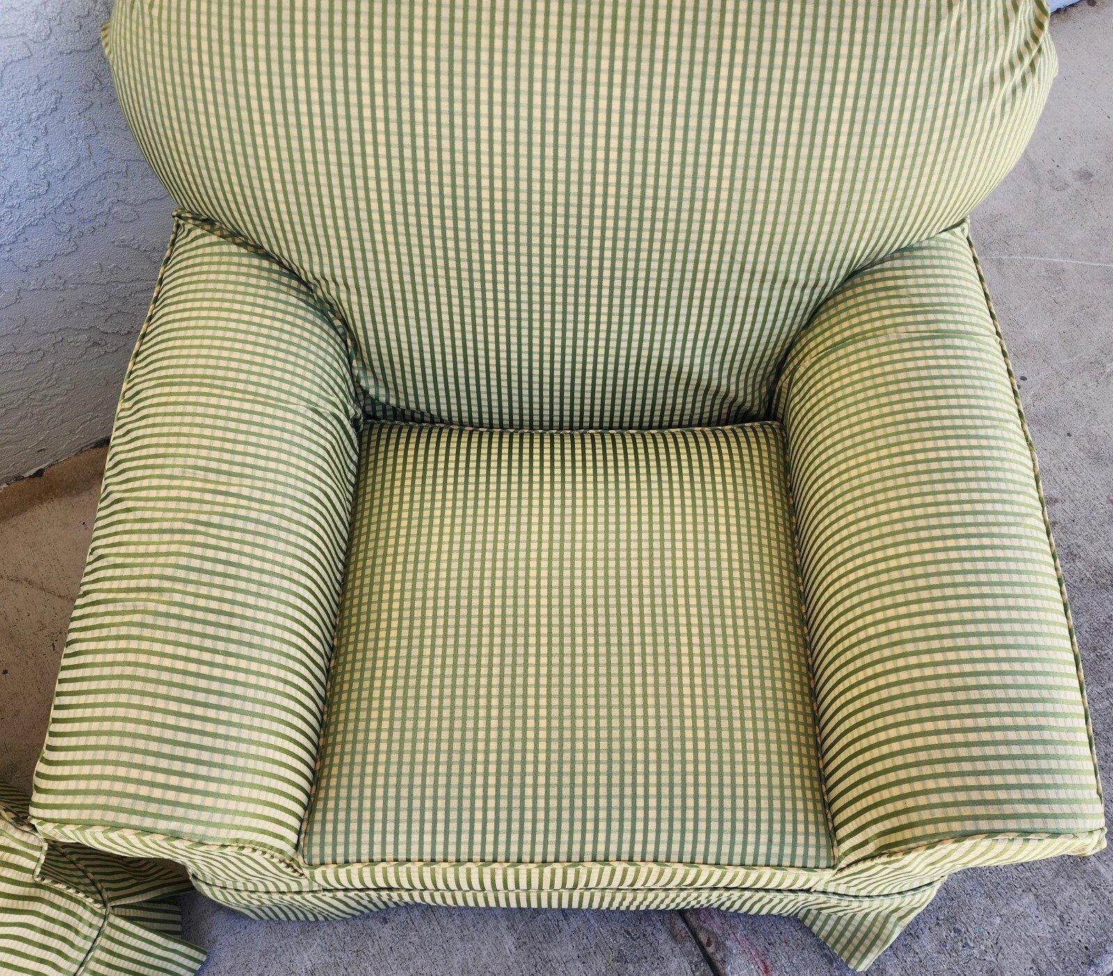 English Country Cottage Armchairs Slipcovered by Lee Industries Pair For Sale 4