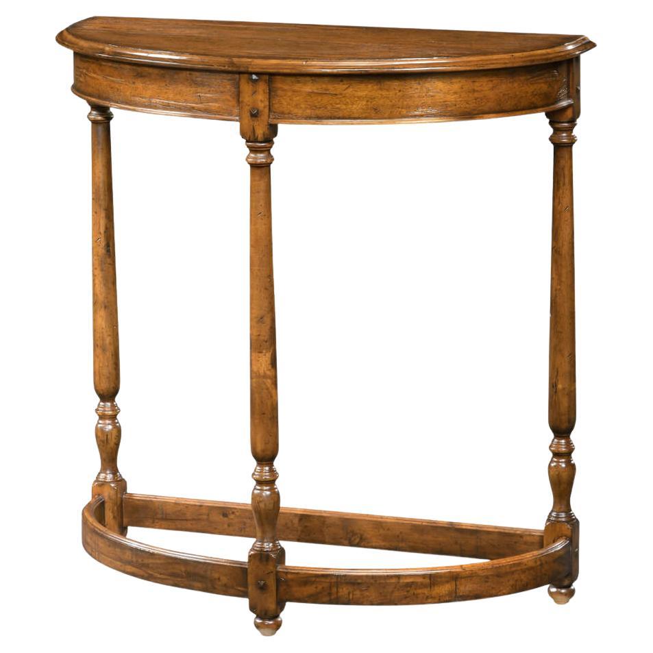English Country Demilune Console Table For Sale