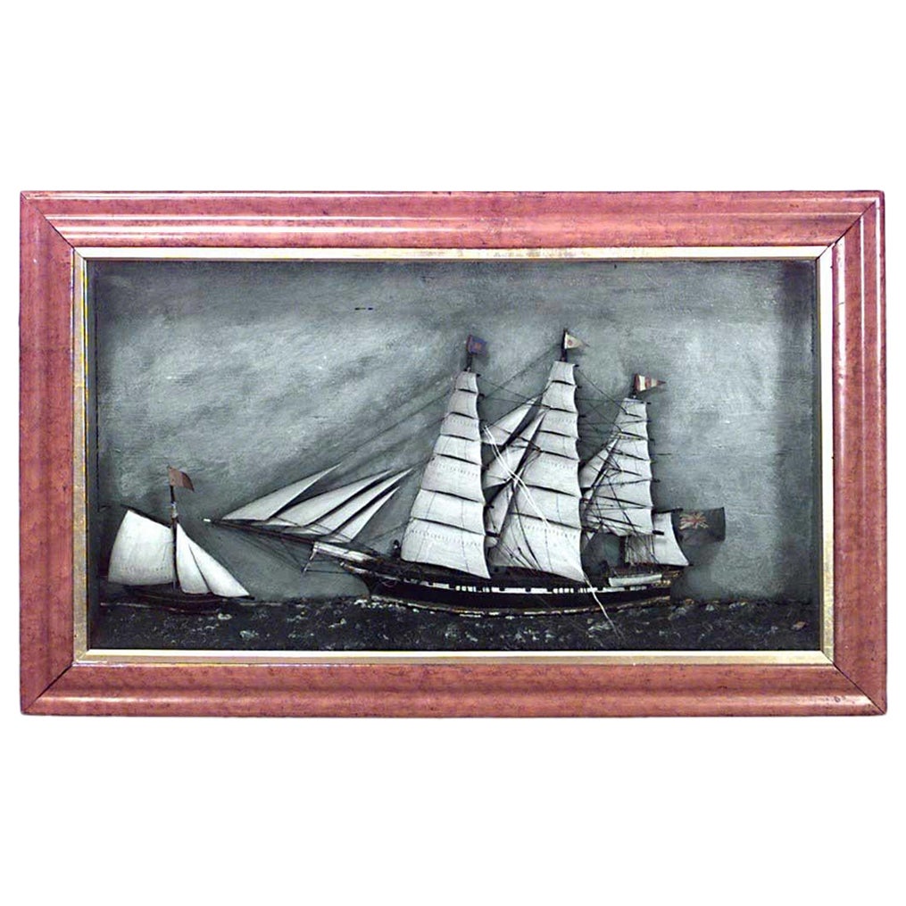 English Country Diorama Clipper Ship Wall Plaque For Sale
