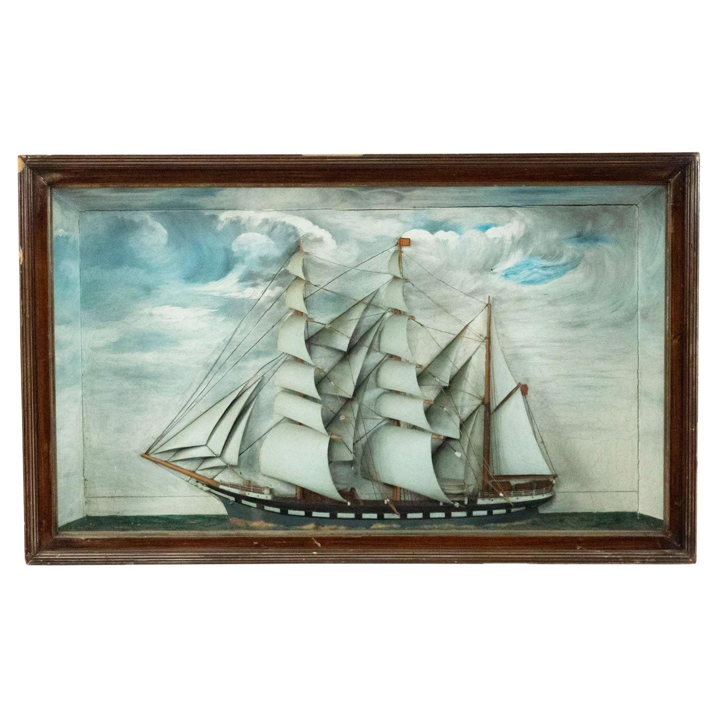 English Country Diorama Clipper Ship Wall Plaque