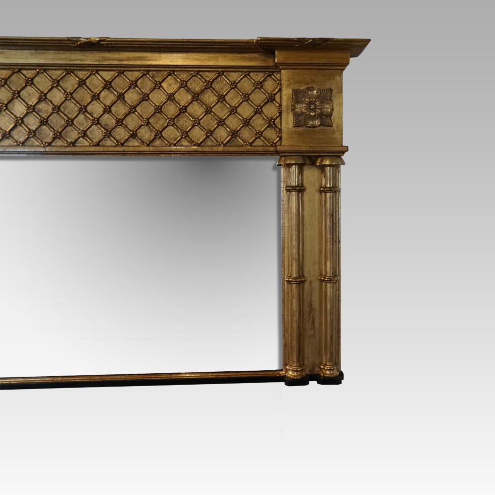 Giltwood English Country House 19th Century Gilt over Mantle Mirror, circa 1870