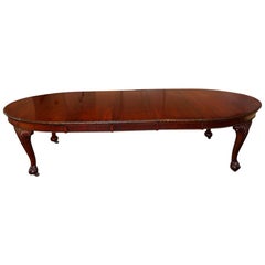 English Country House Edwardian Mahogany 3 Leaf Extending Dining Table, 12 Seat+