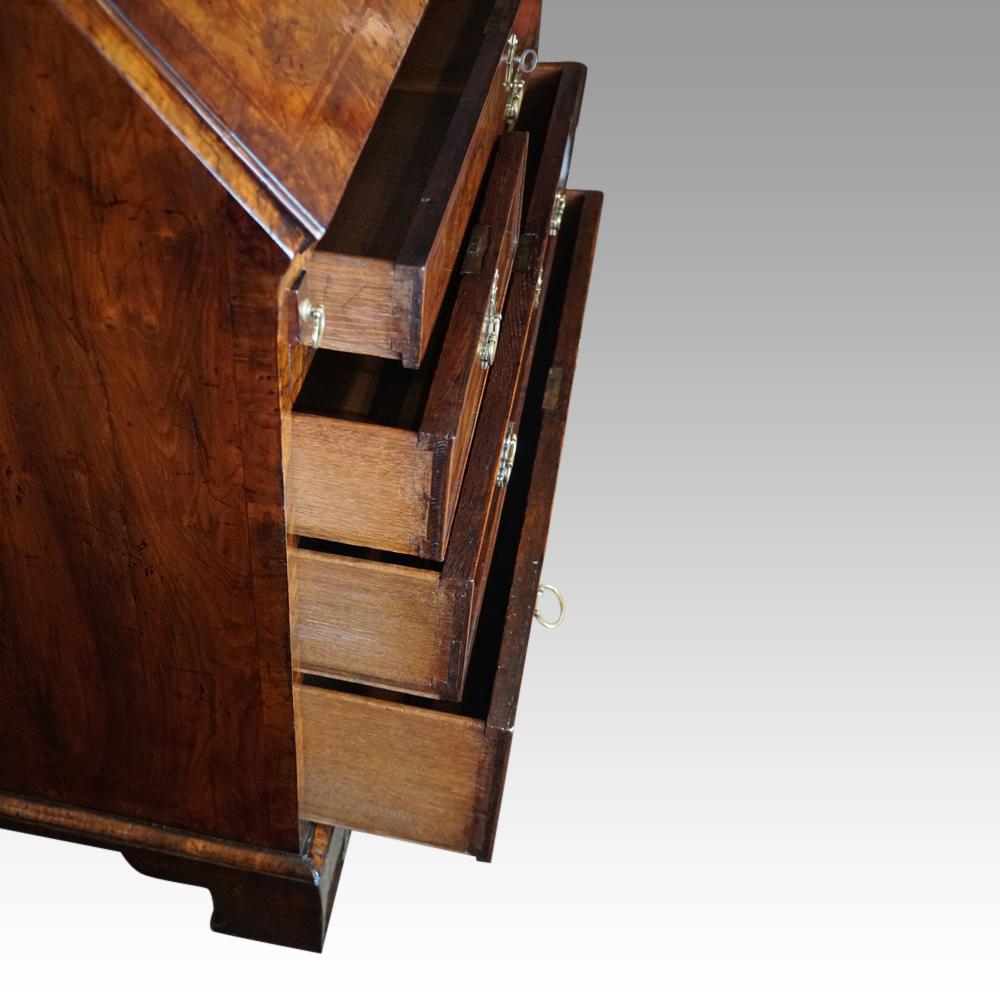 Early 18th Century English Country House George I Walnut Double Dome Bureau Bookcase For Sale