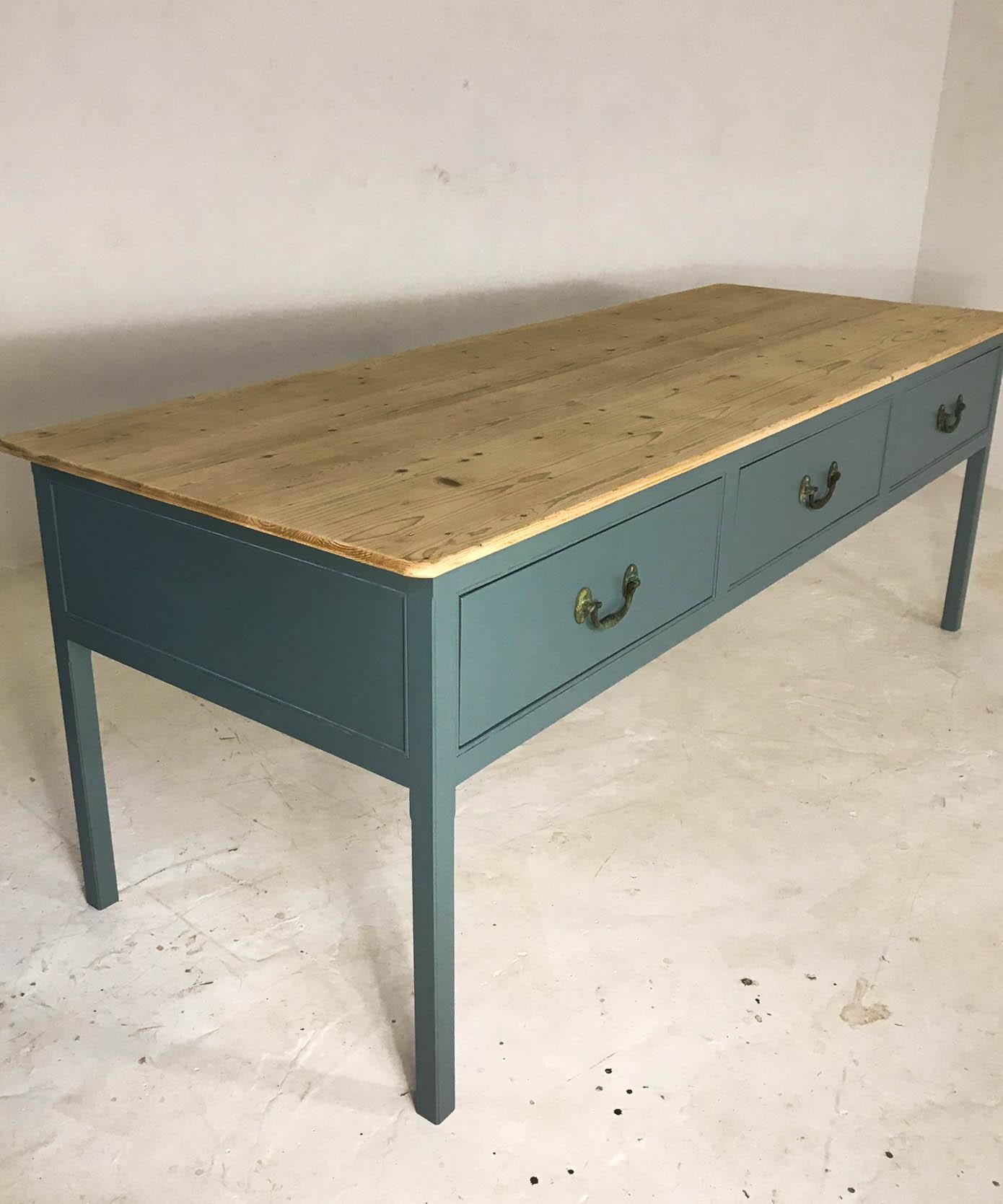 English Country House Georgian Style Kitchen Island Prep Work Table ...