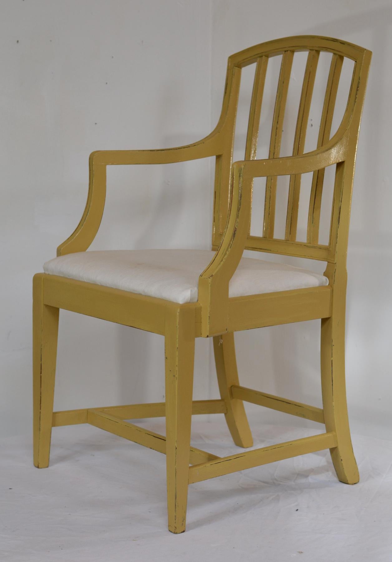 19th Century English Country House Hepplewhite Chairs in Churlish Green, Set of 6