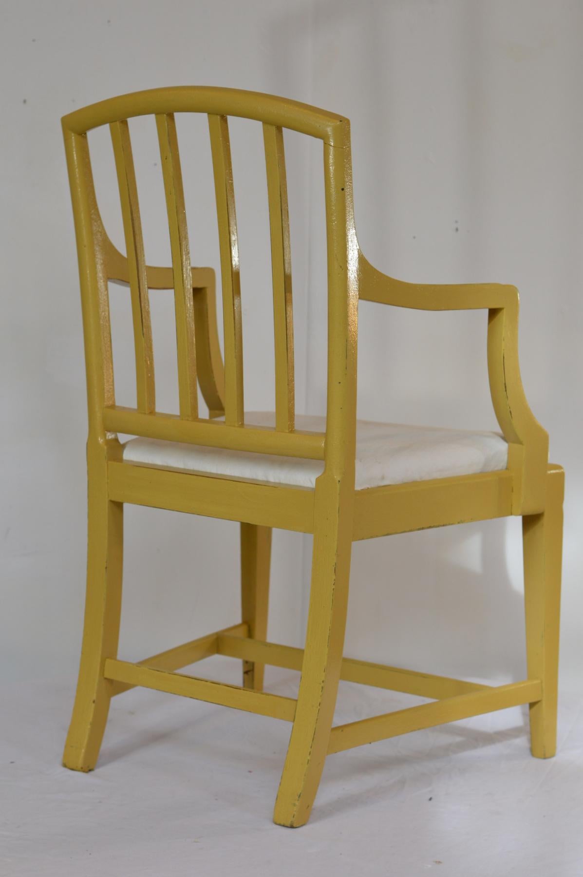 English Country House Hepplewhite Chairs in Churlish Green, Set of 6 2