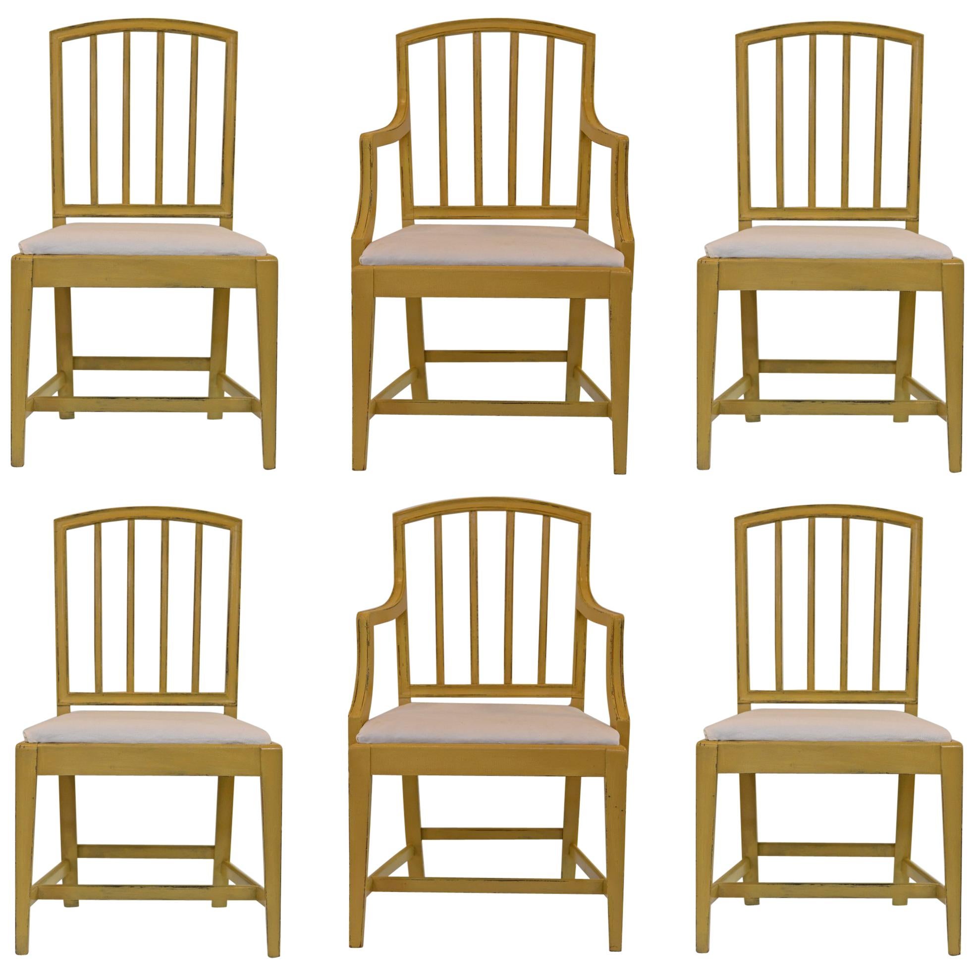 English Country House Hepplewhite Chairs in Churlish Green, Set of 6