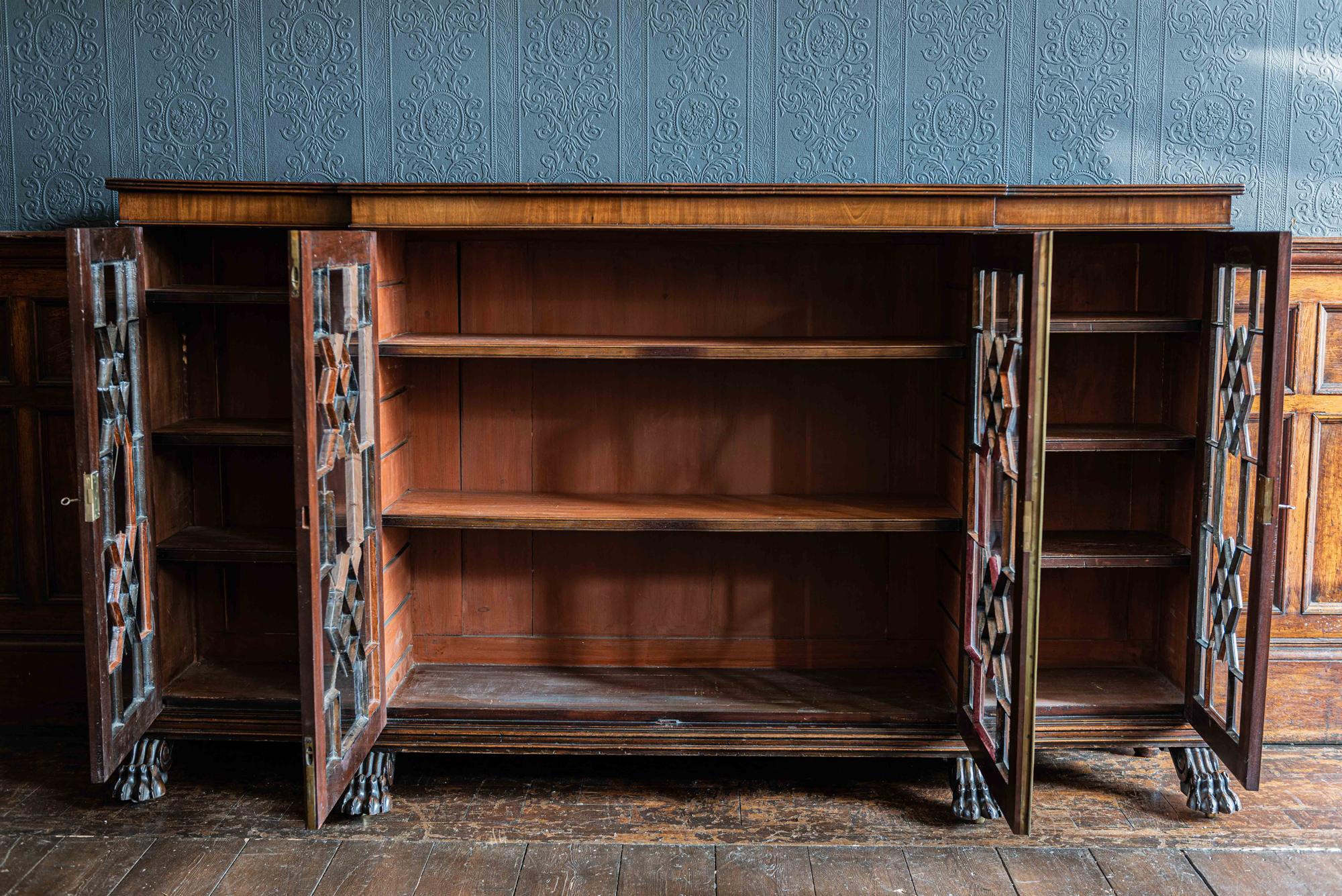 English Country House Mahogany Breakfront Bookcase In Good Condition In Staffordshire, GB